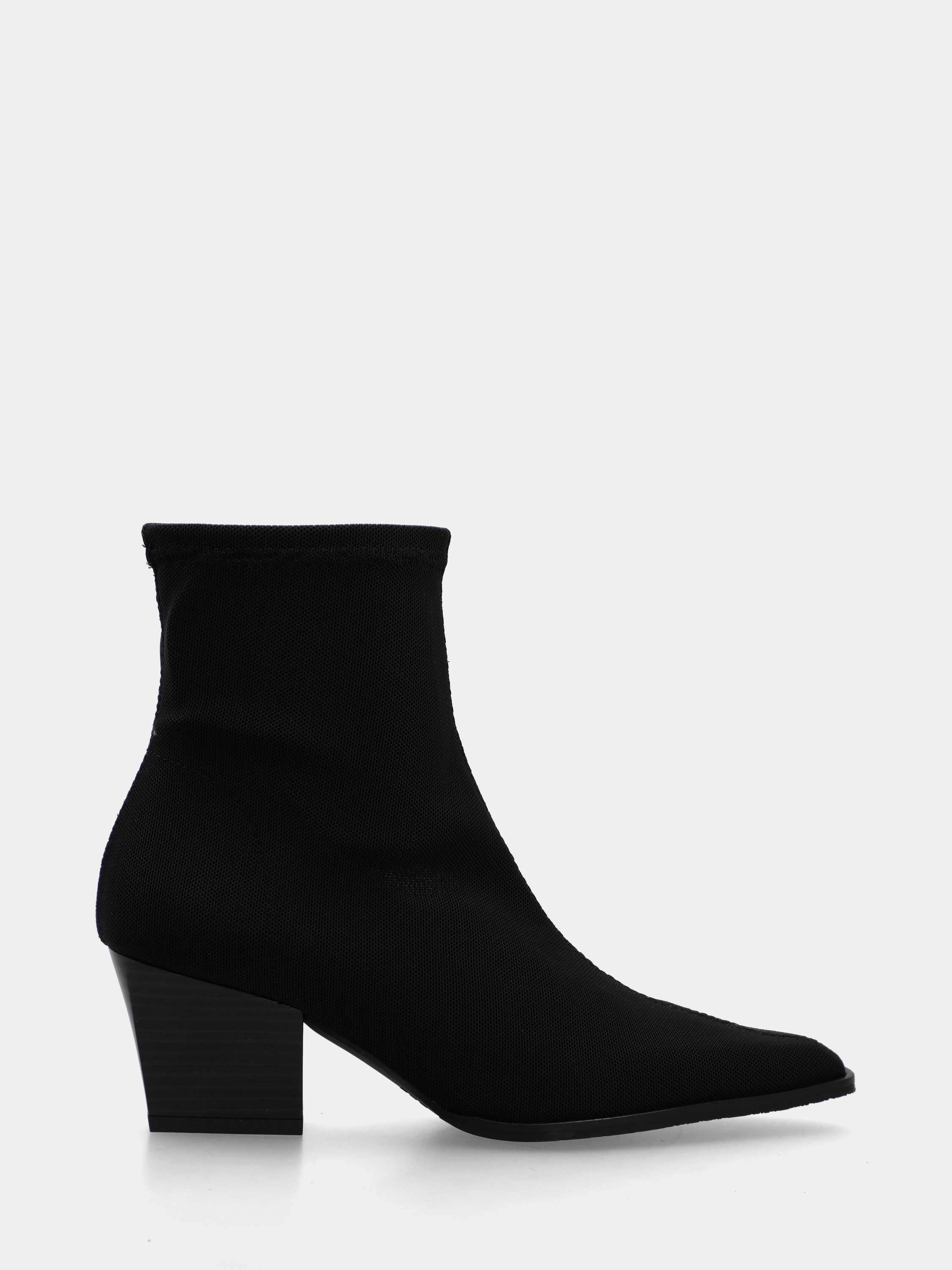 Cowboystiefeletten aus schwarzem elastischem Stoff mit quadratischer Spitze