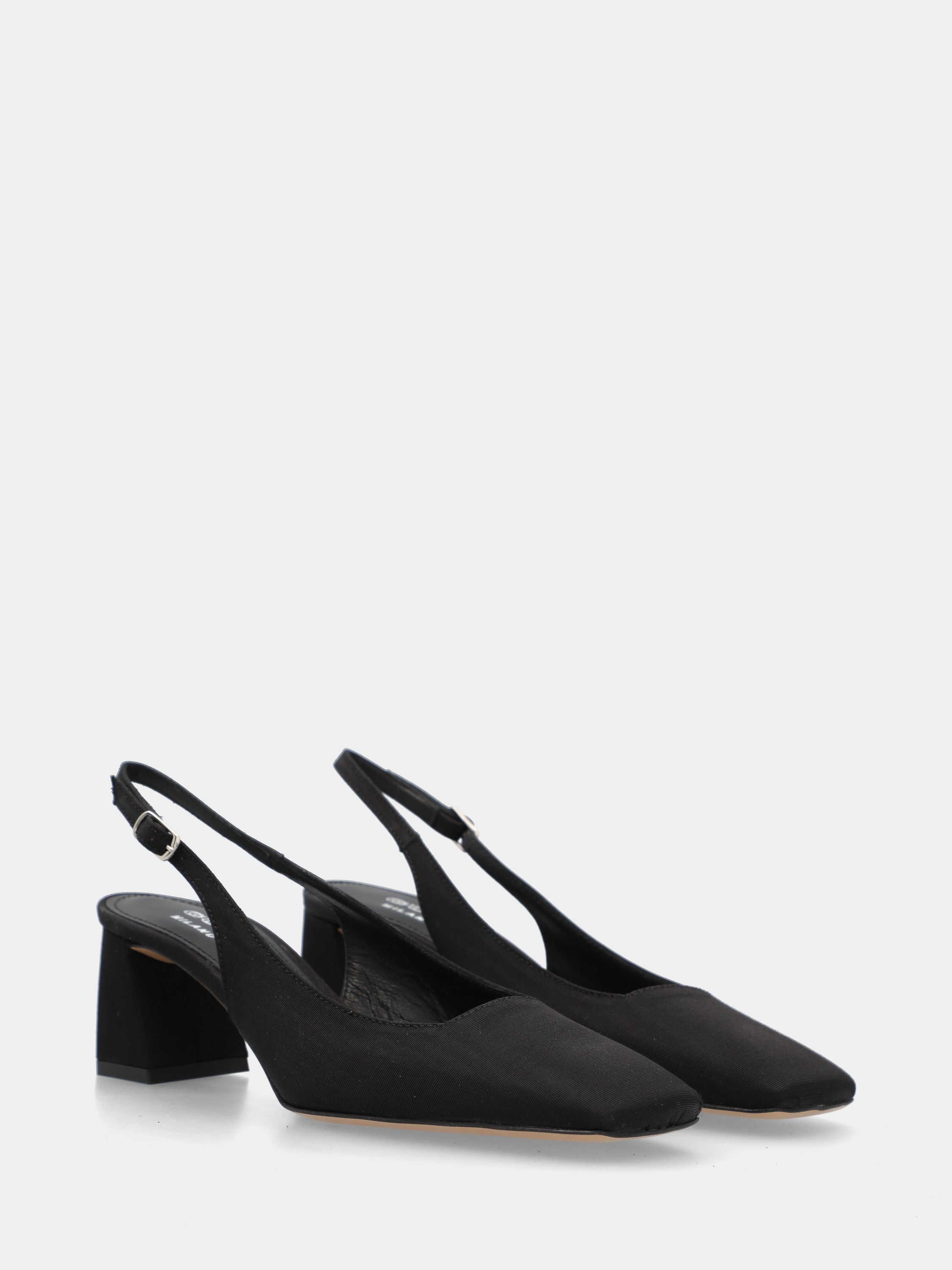Slingback in tessuto nero con tacco a blocco 50mm