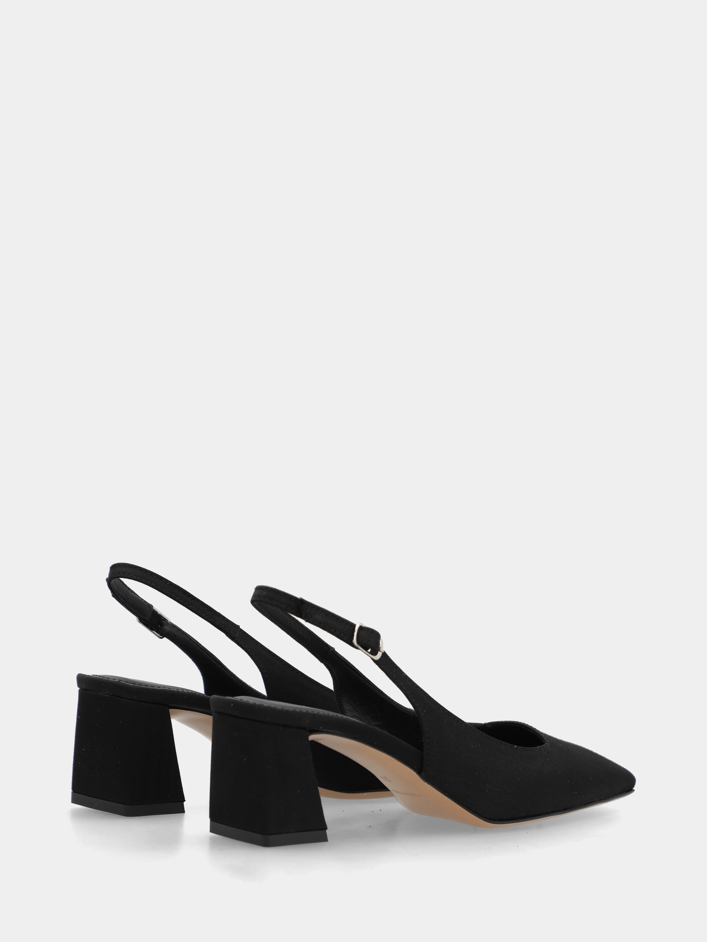Schwarzer Slingback aus Stoff mit 50-mm-Blockabsatz