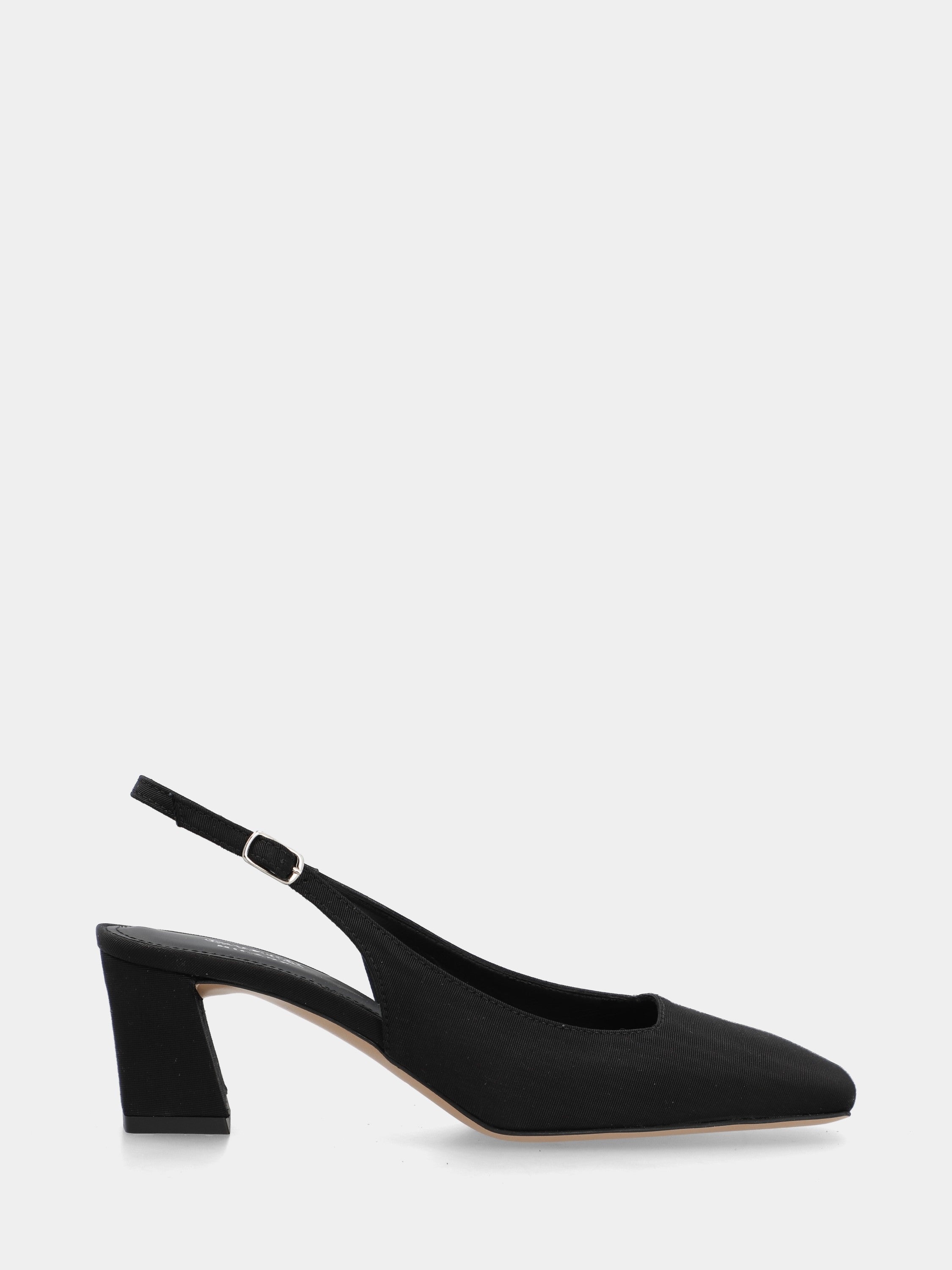 Slingback in tessuto nero con tacco a blocco 50mm
