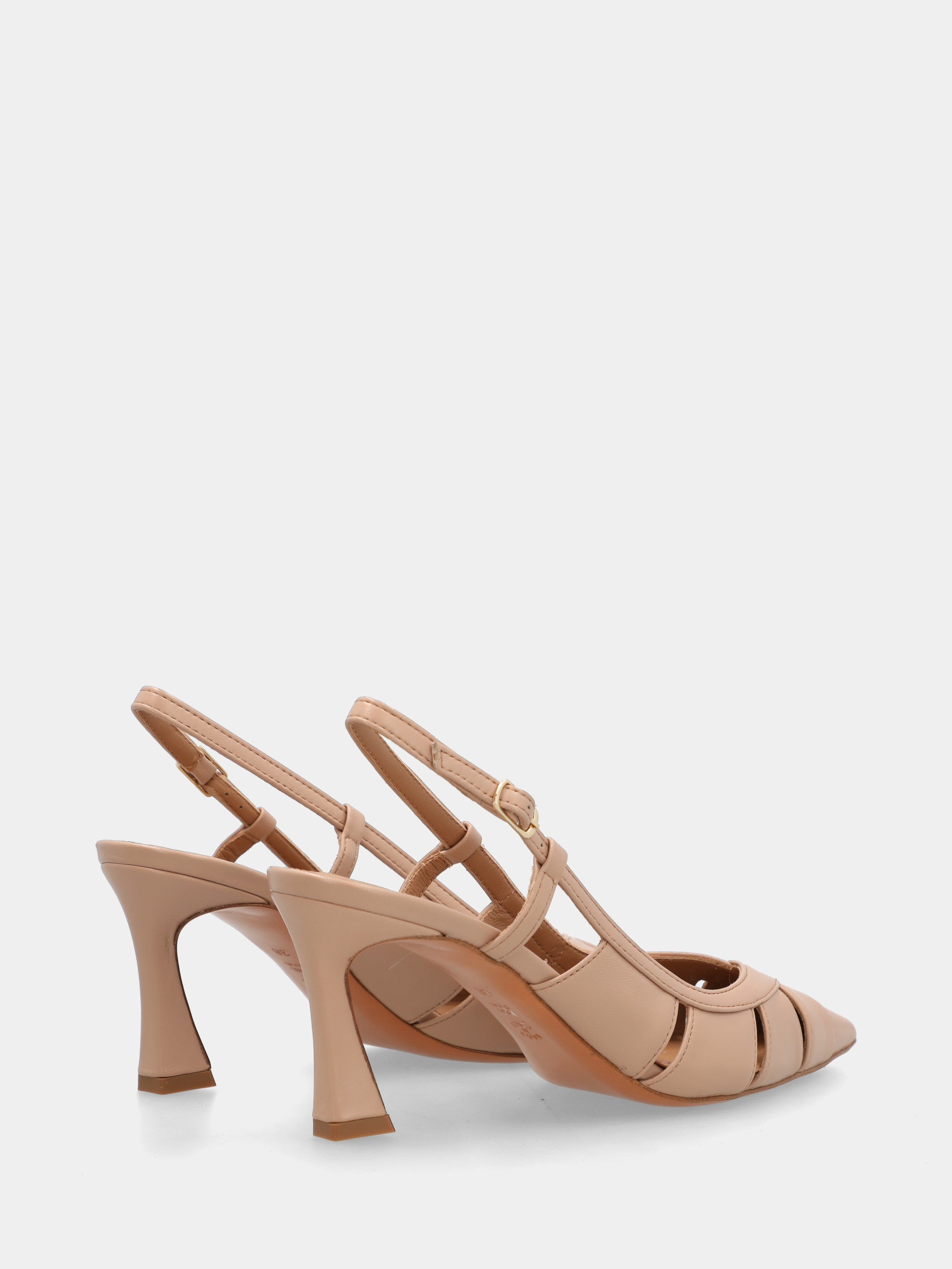 Slingback in nappa nude con aperture e tacco a coda 75mm
