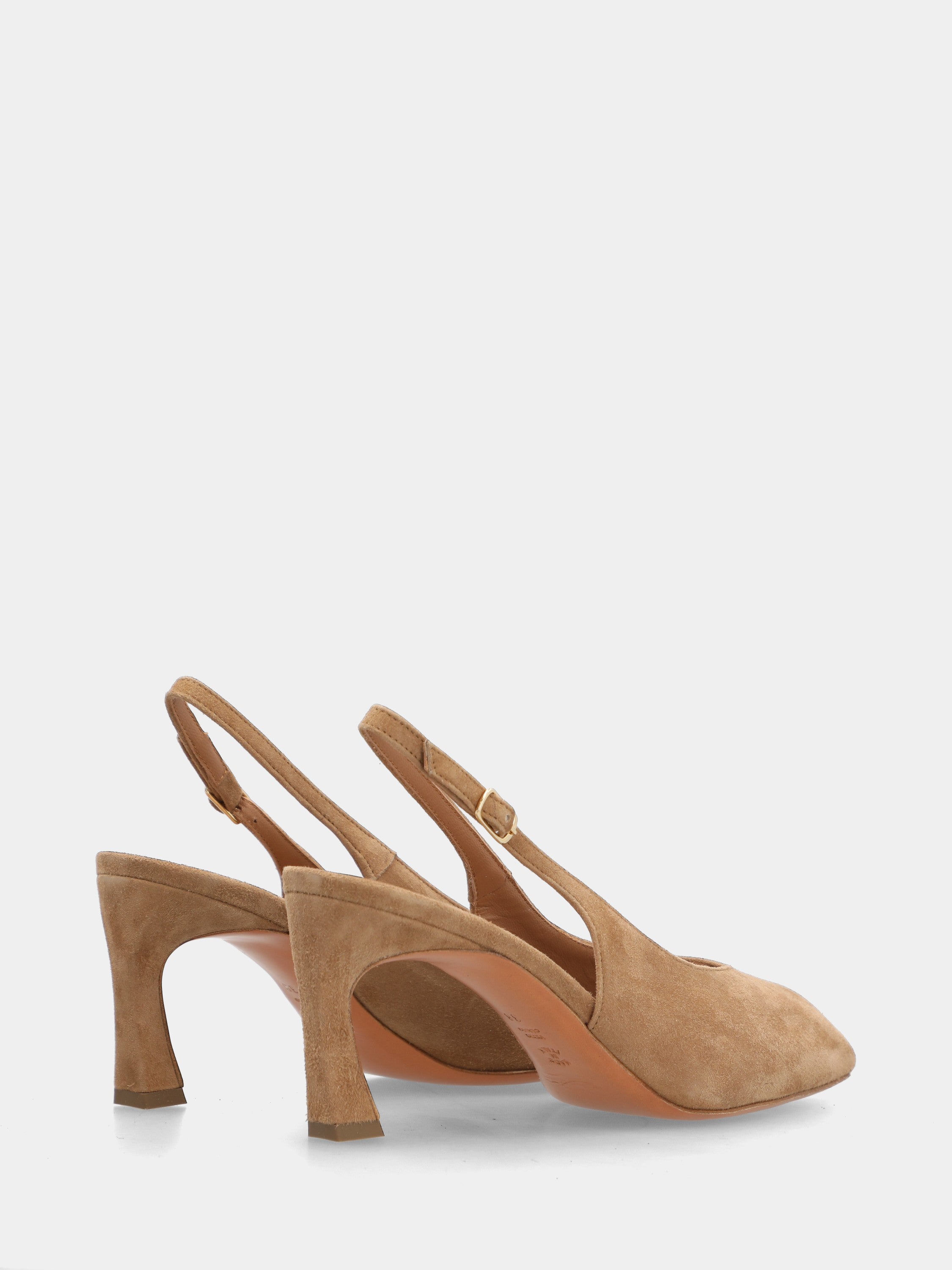 Beige suede slingback open-toe with stiletto heel