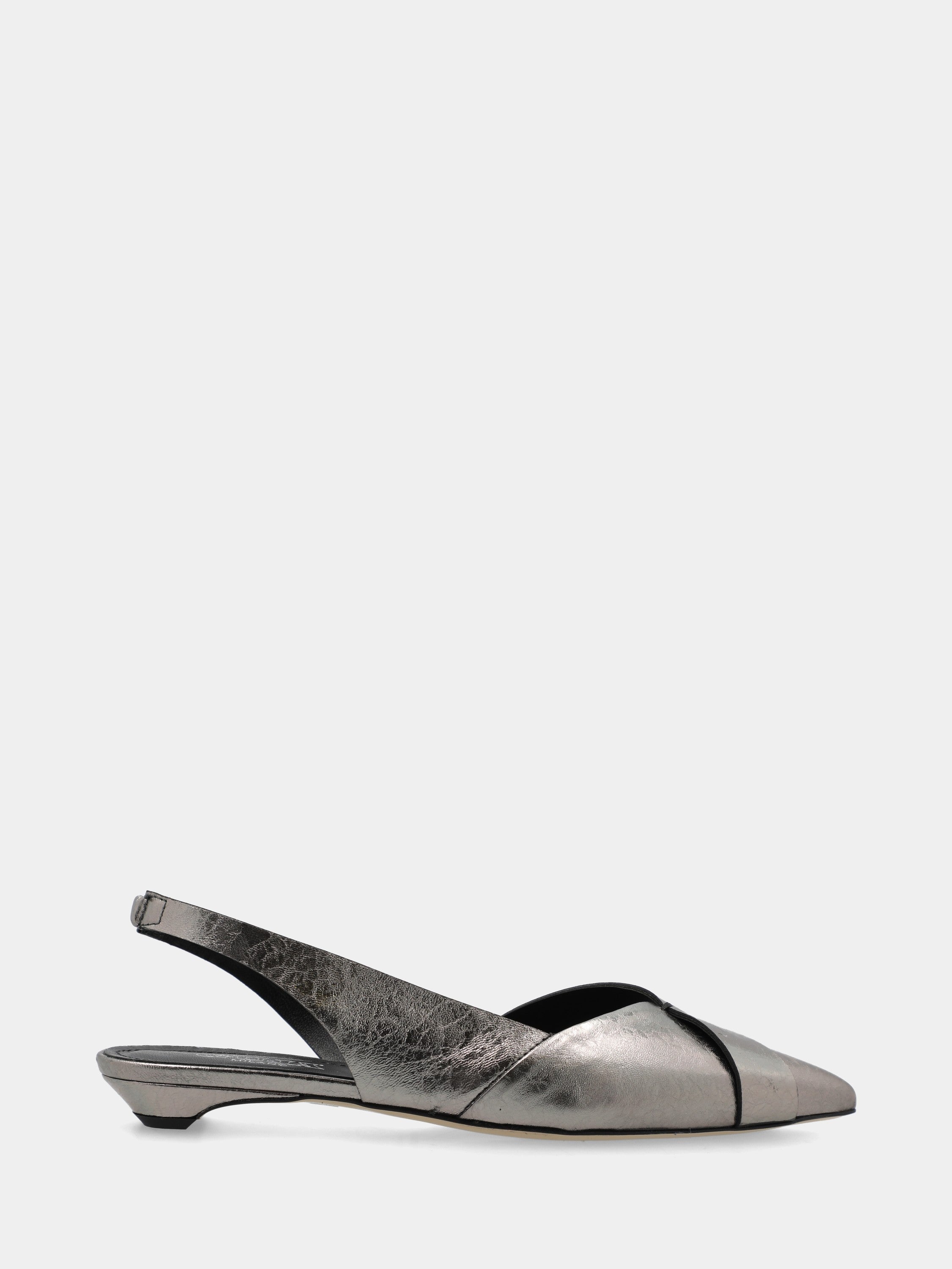 Slingback in laminato acciaio con tacco conico