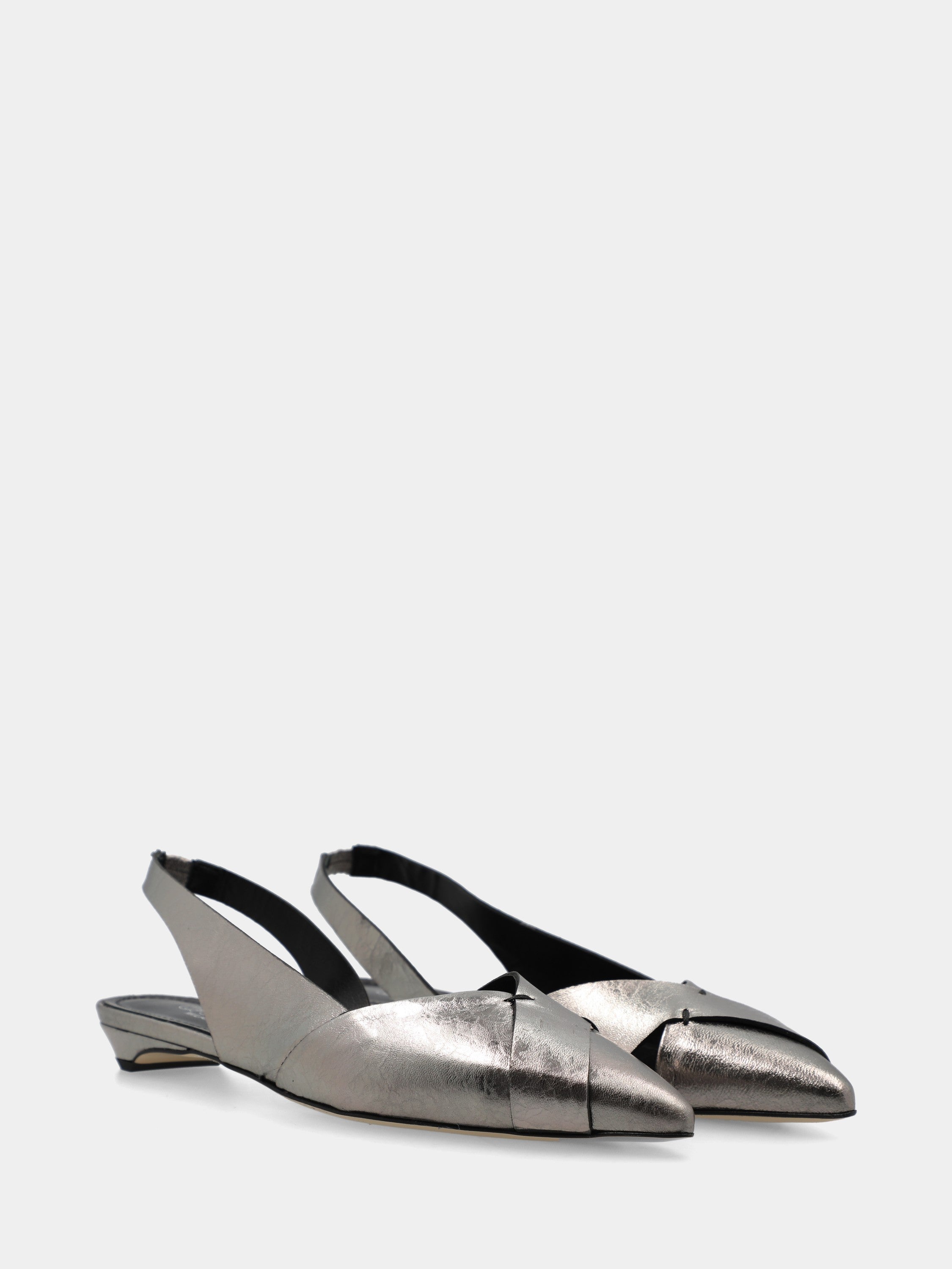 Slingback in laminato acciaio con tacco conico