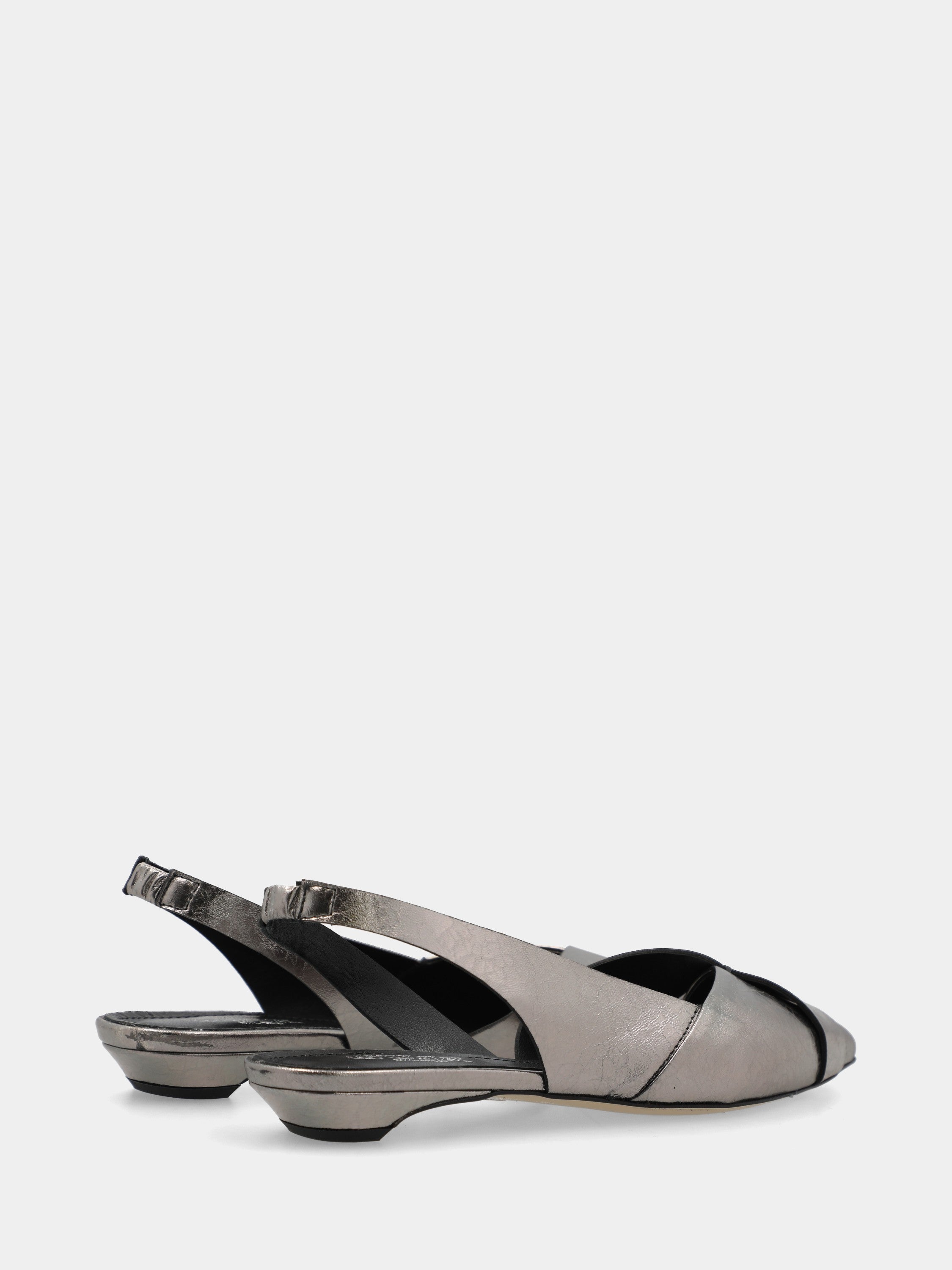 Slingback in laminato acciaio con tacco conico