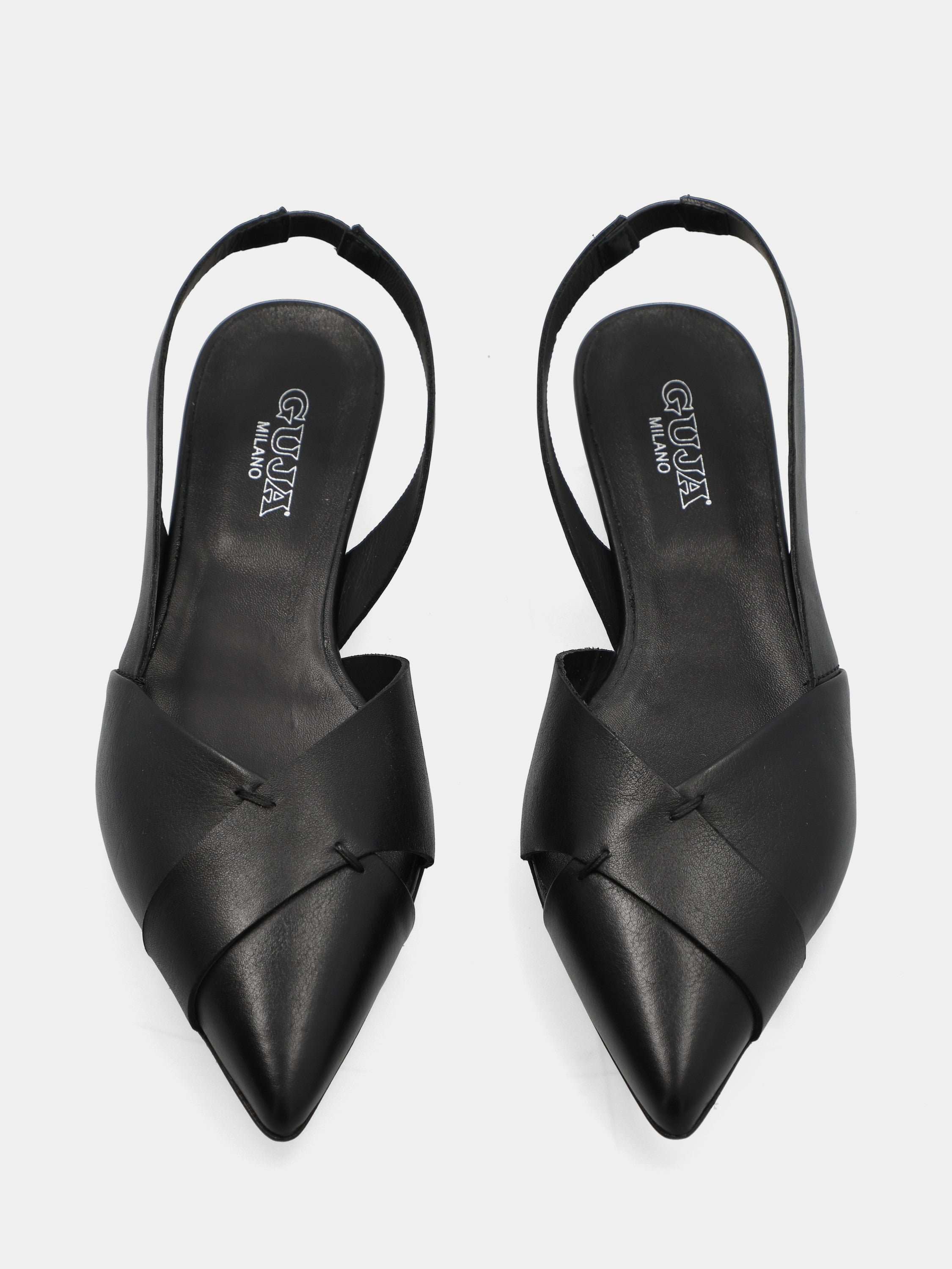Slingback in nappa nera con tacco conico