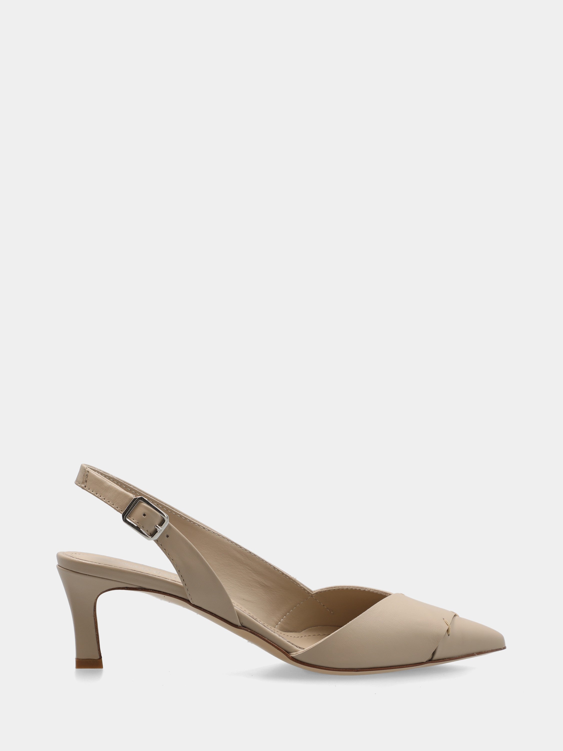 Beige calfskin sandal with overlapping straps