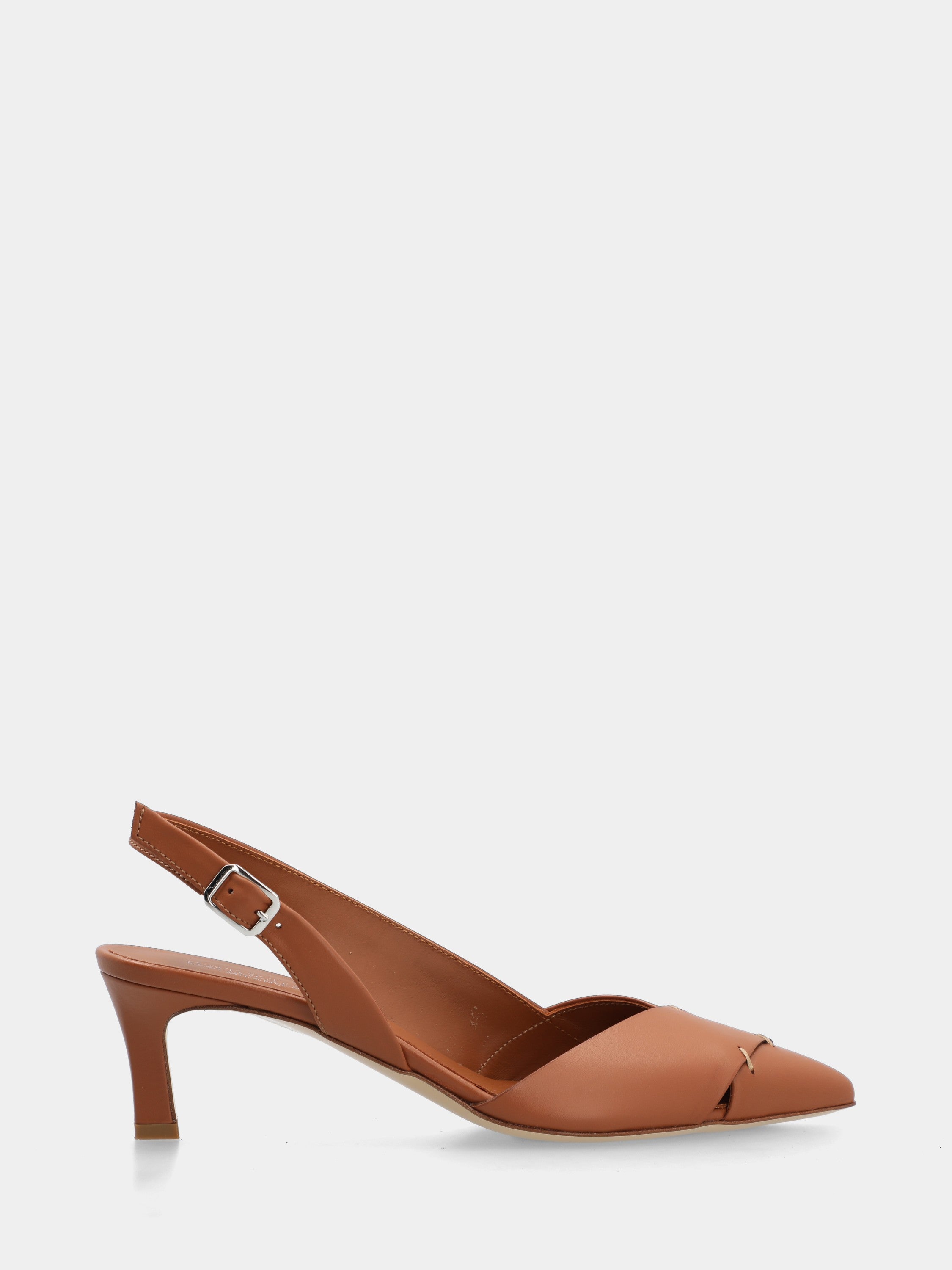 Leather calfskin sandal in leather color with overlapping straps