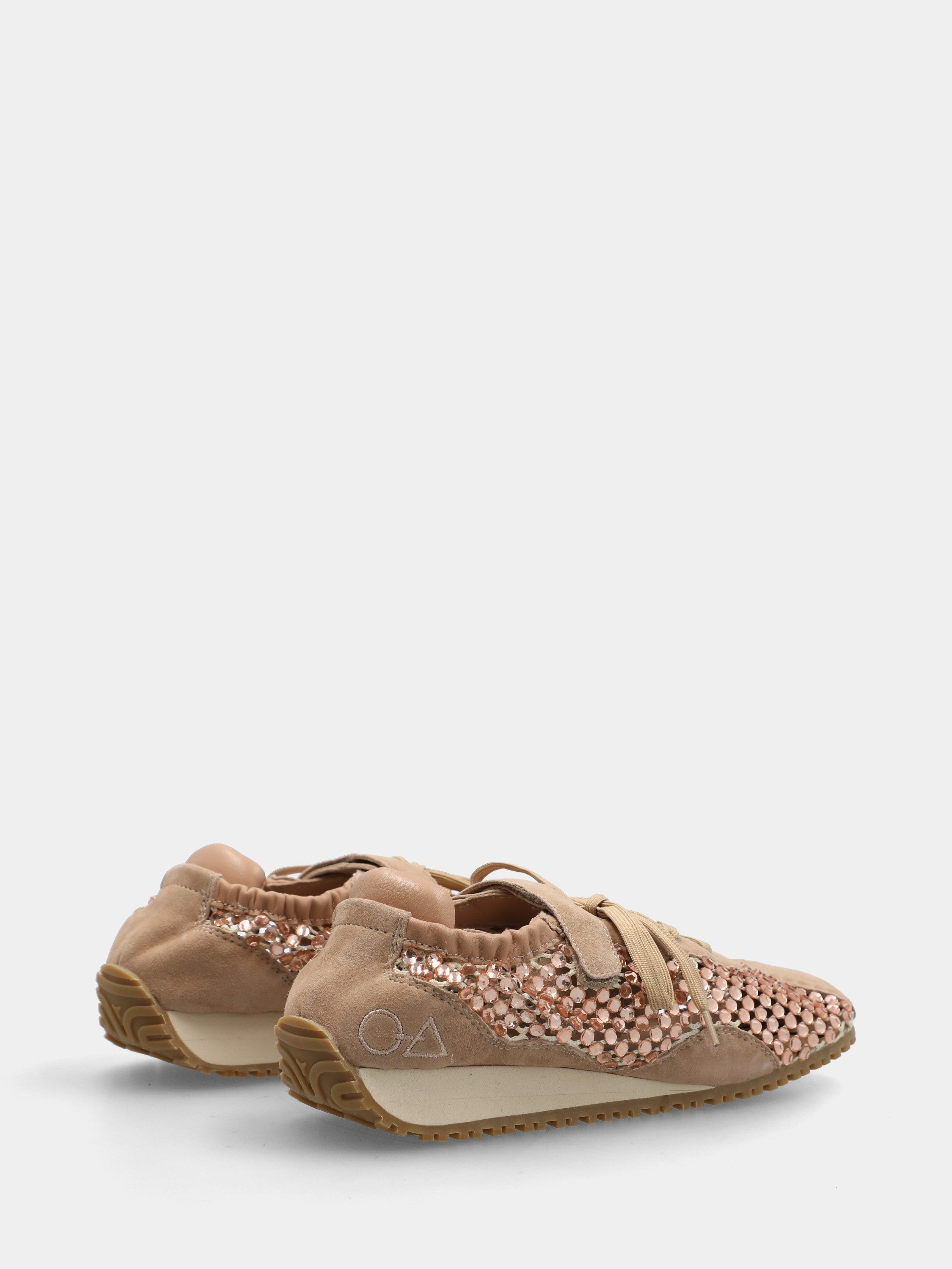 Sneakers in camoscio platino con cristalli