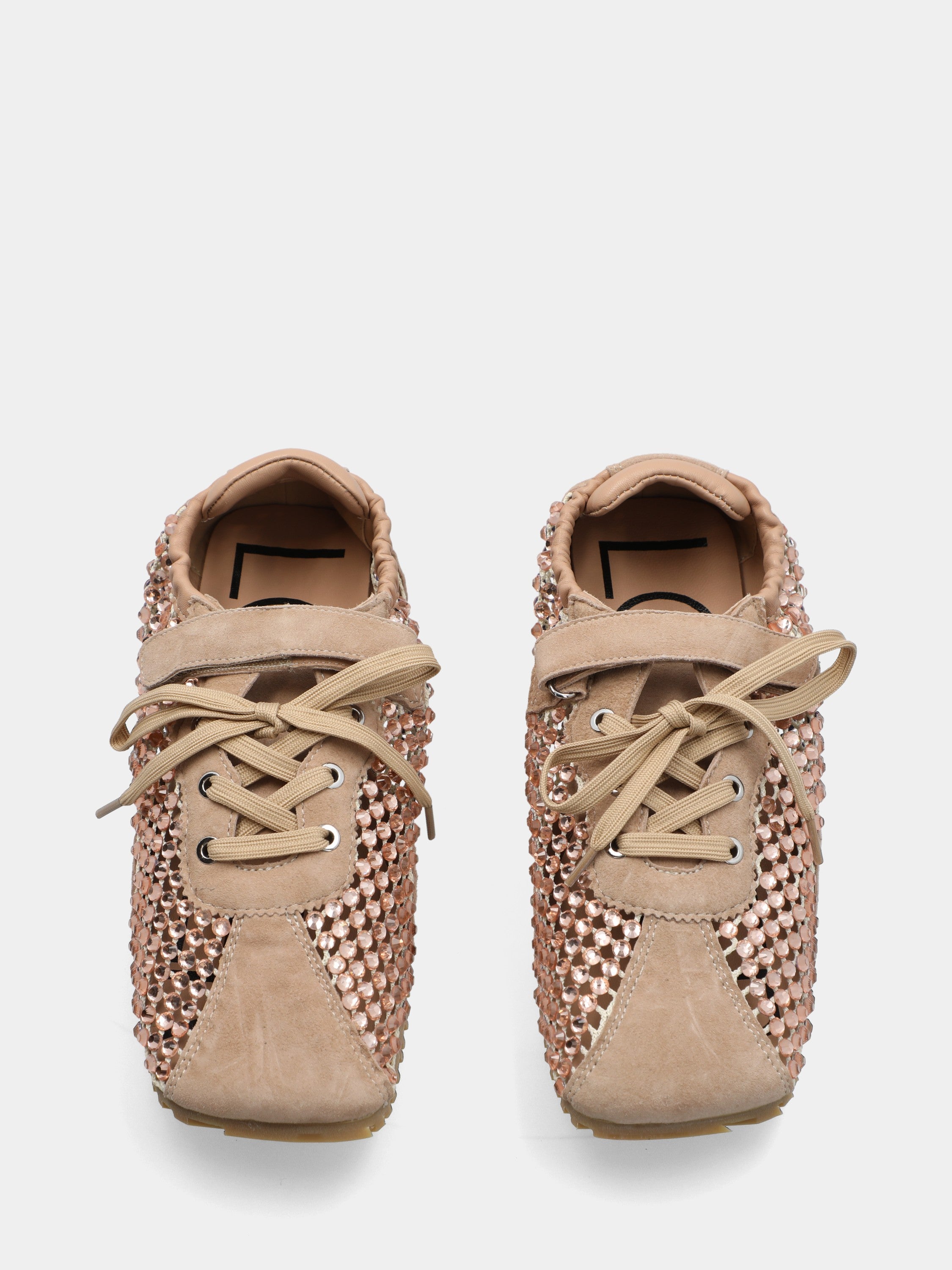 Sneakers in camoscio platino con cristalli