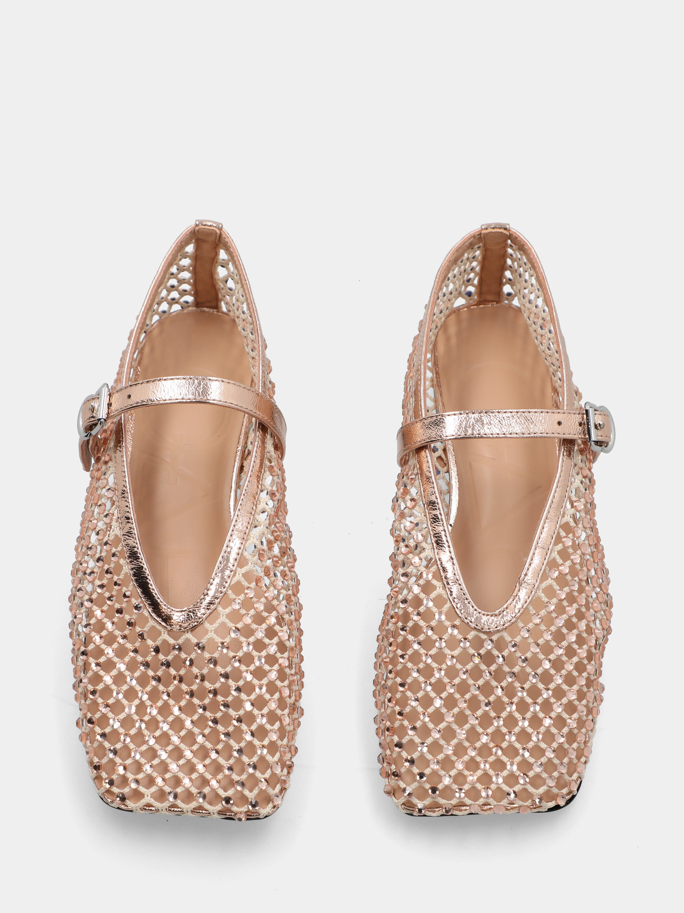 Ballerina in camoscio platino con cristalli
