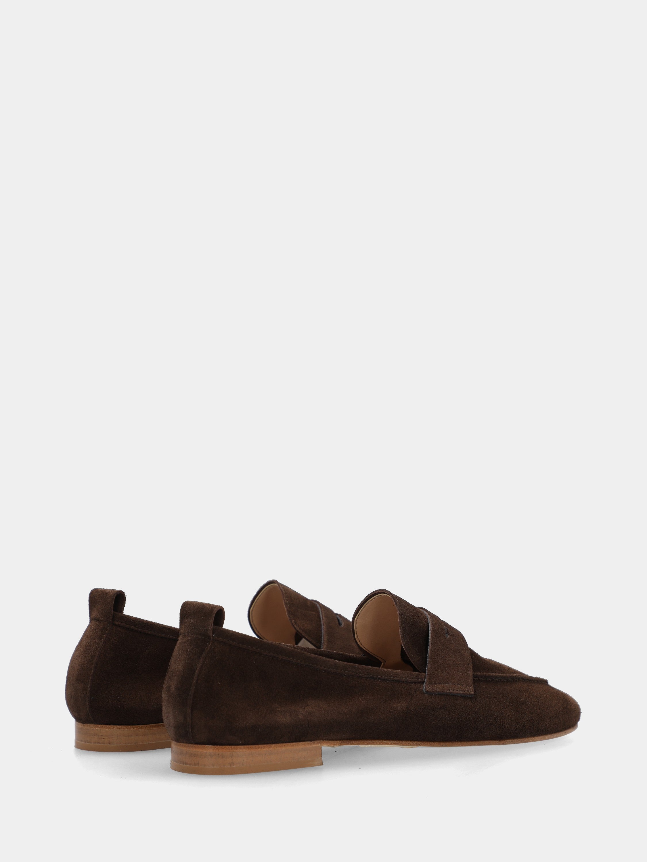 Dark brown velour moccasin with lion mouth mask detail
