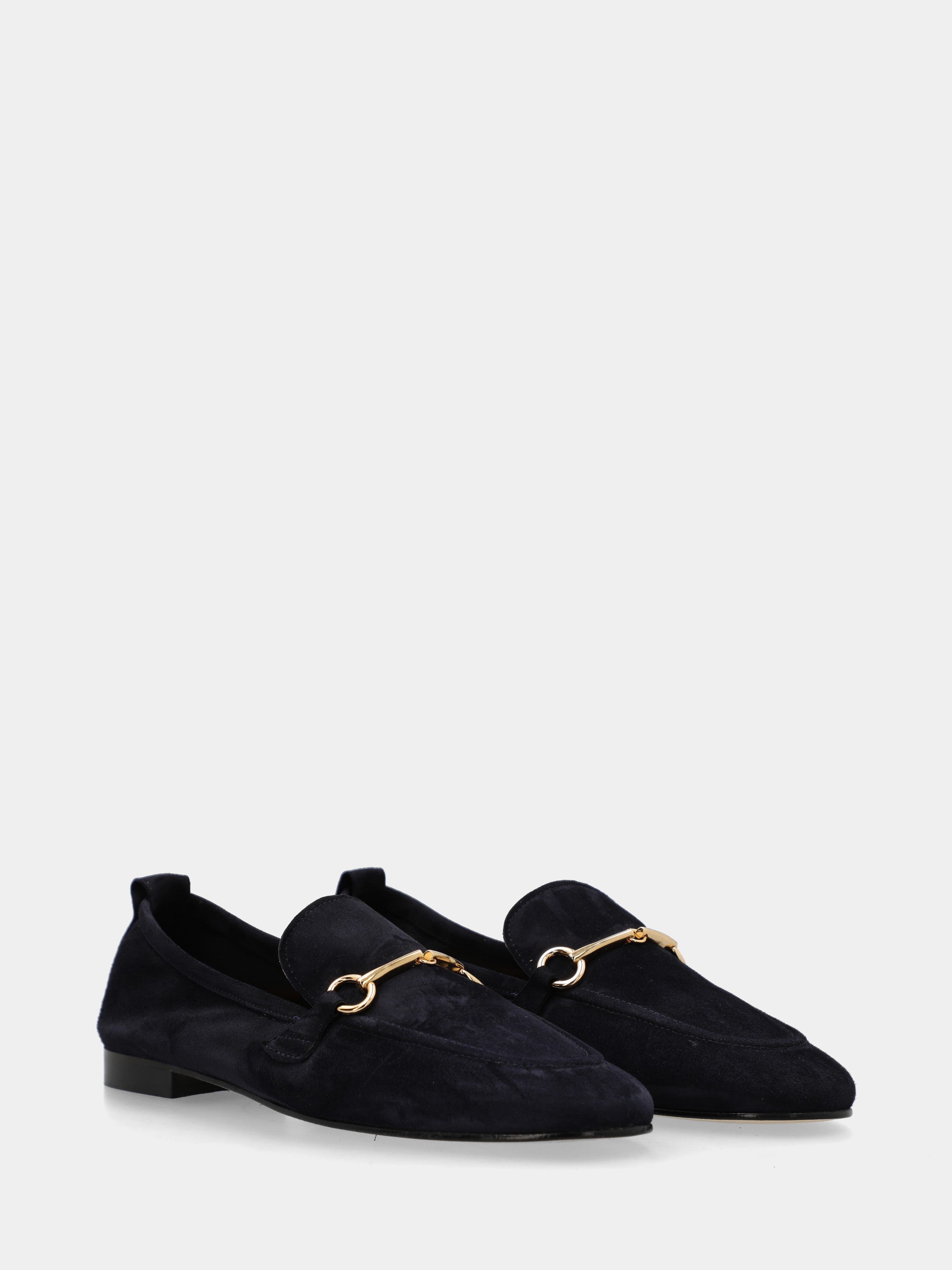 Blue suede loafer with bit and 10mm heel