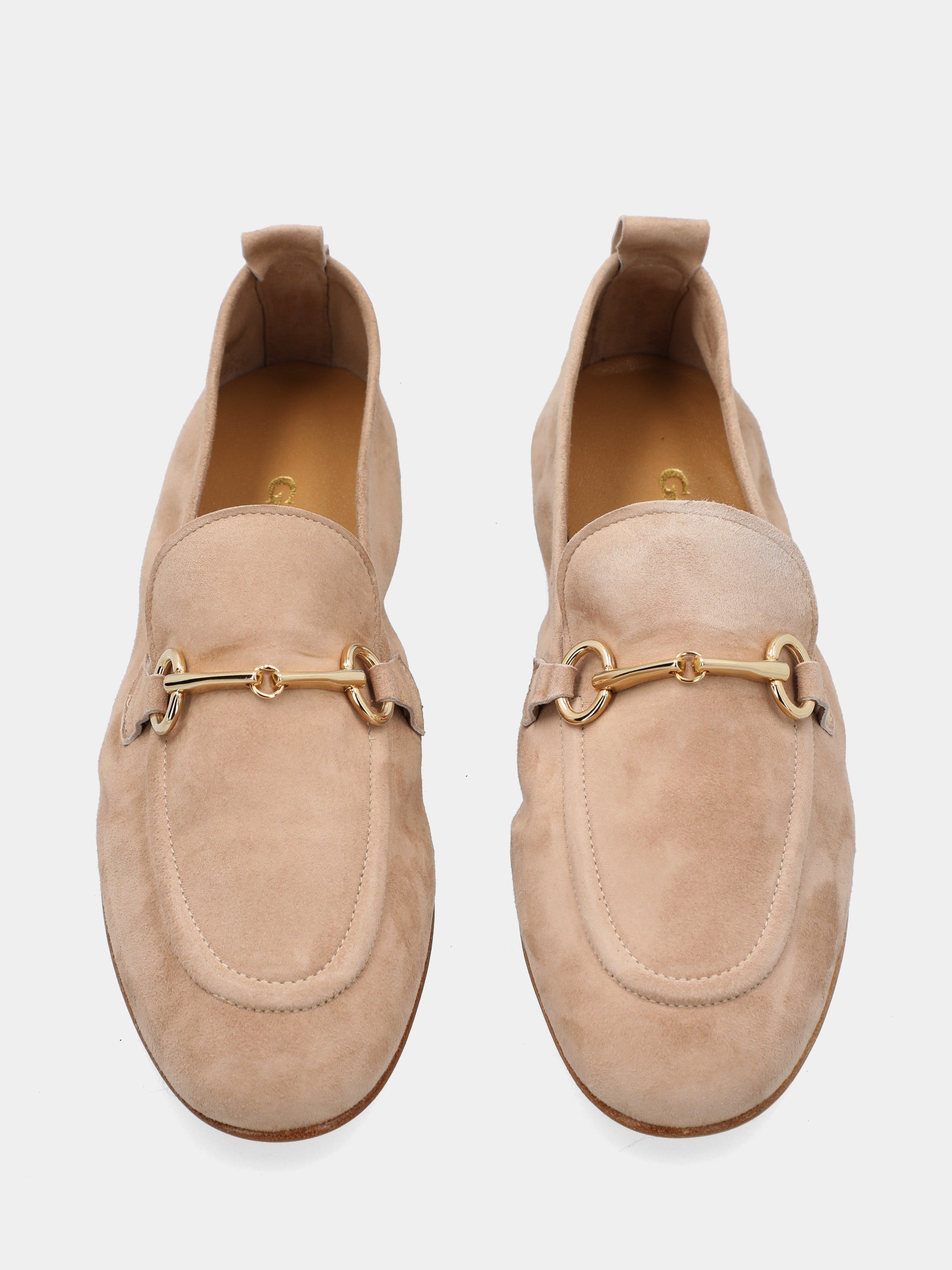 Beige suede loafer with bit and 10mm heel