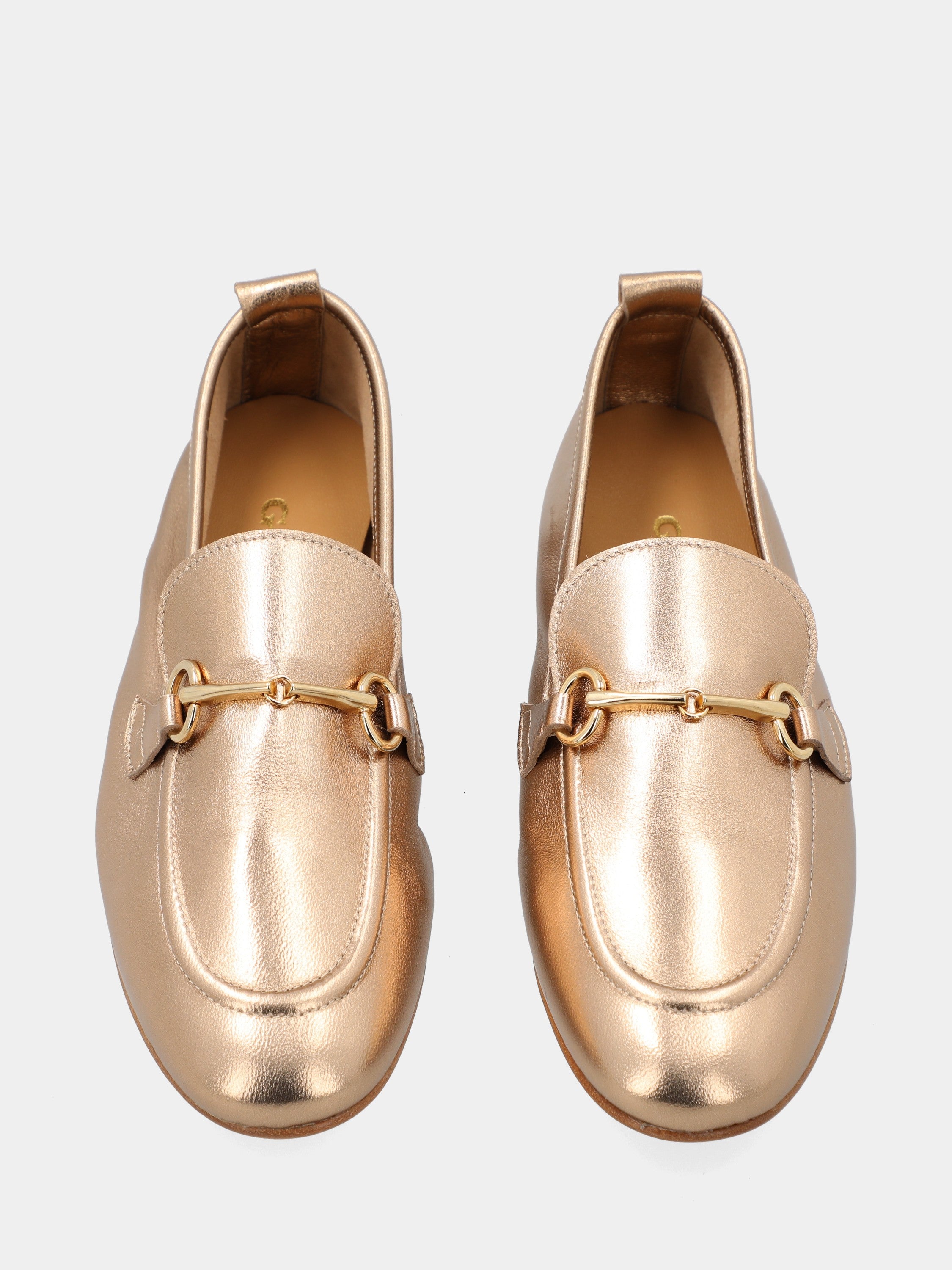 Mocassin en laminé or avec morsetto et talon de 10 mm