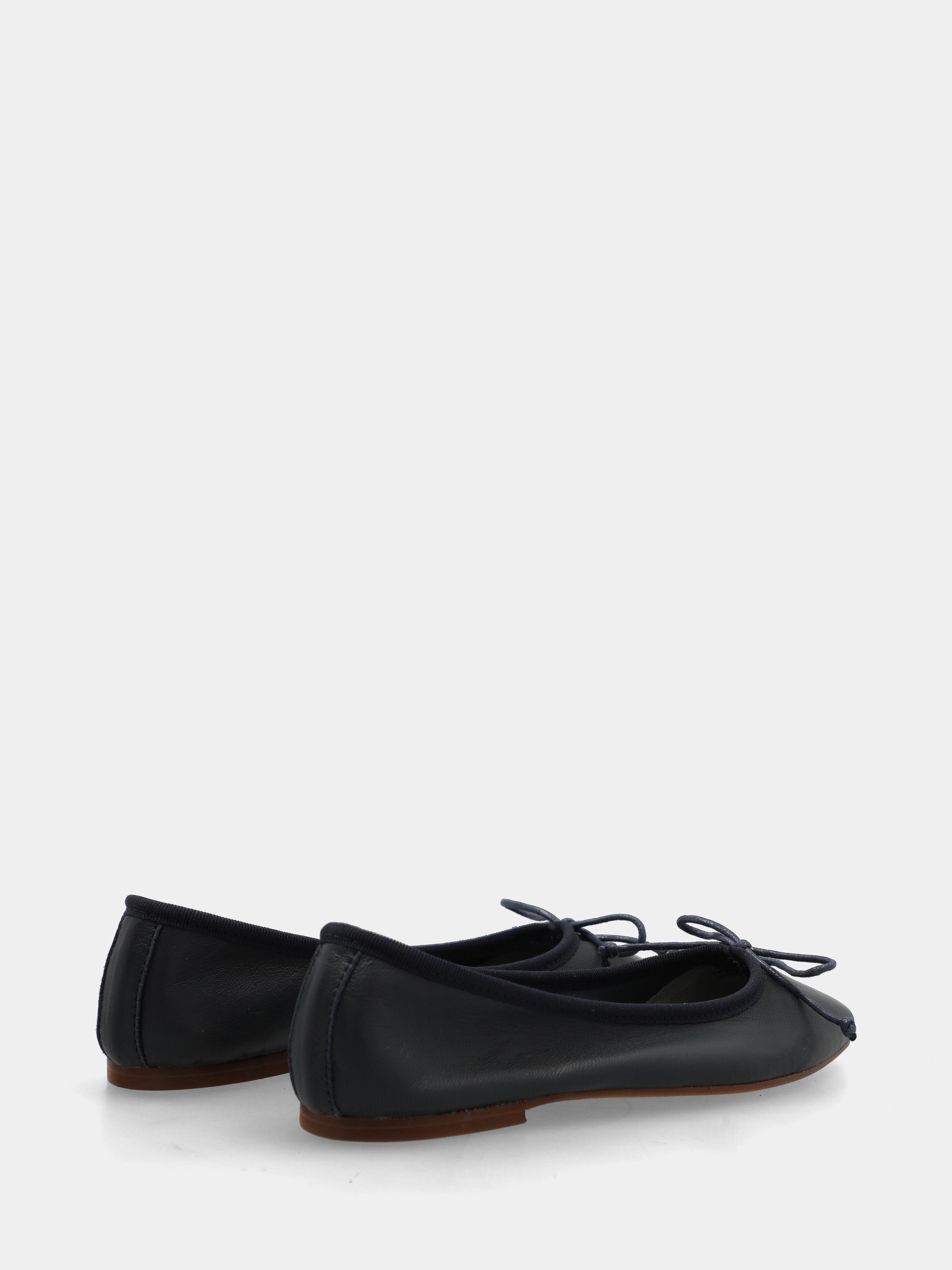 Blue nappa ballet flat with drawstring lace