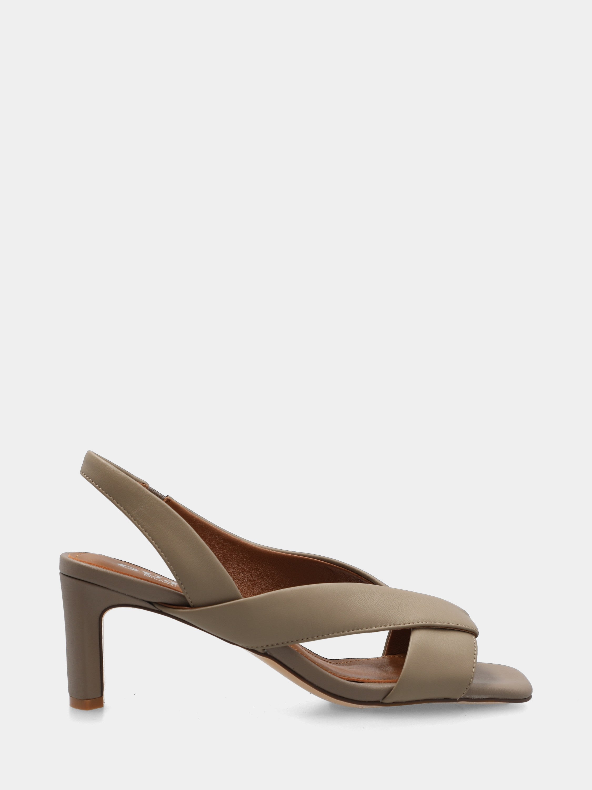 Sandalo in nappa beige con fasce incrociate a V