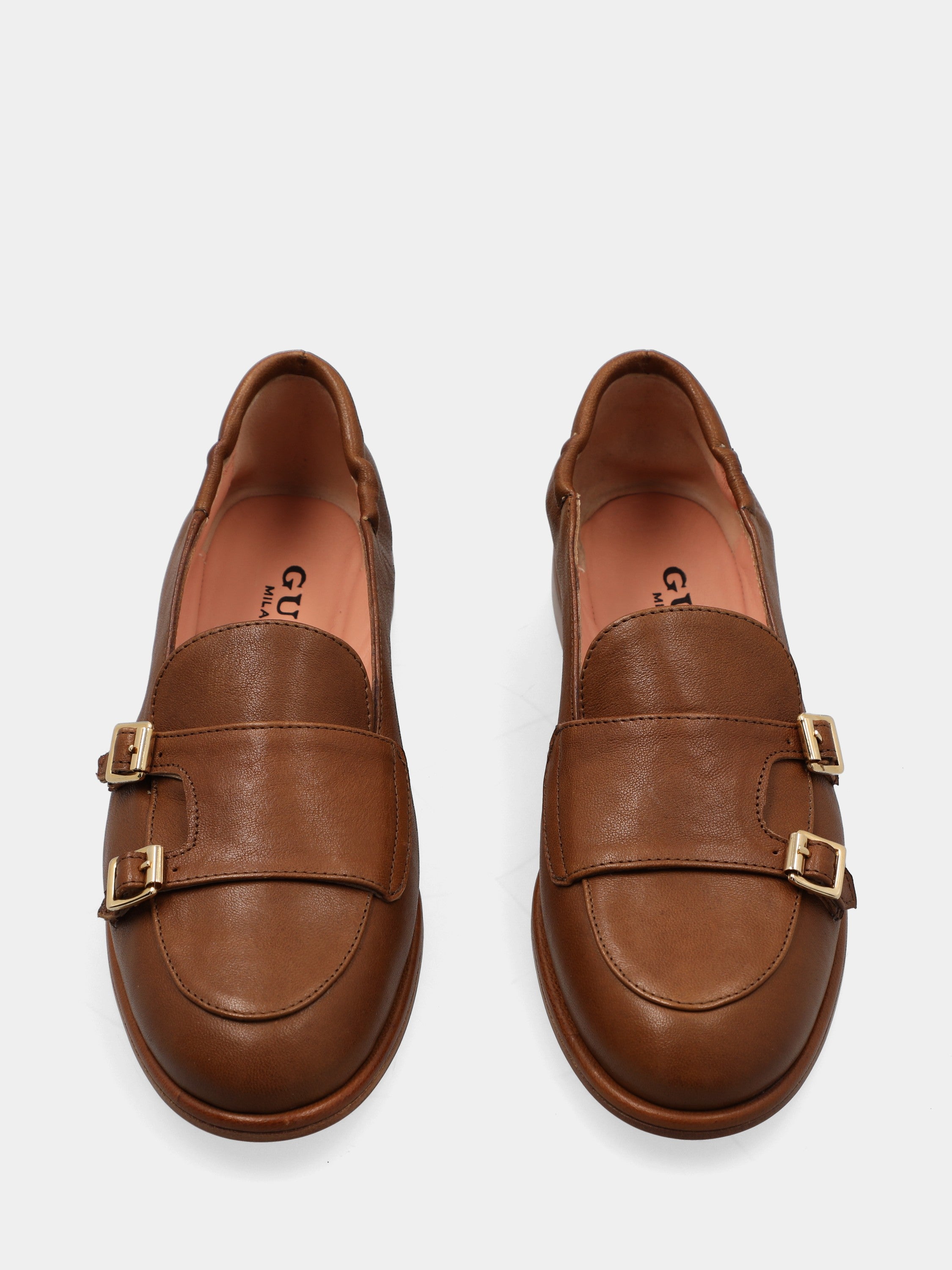 Mocassin en nappa marron avec construction sacchetto et boucles
