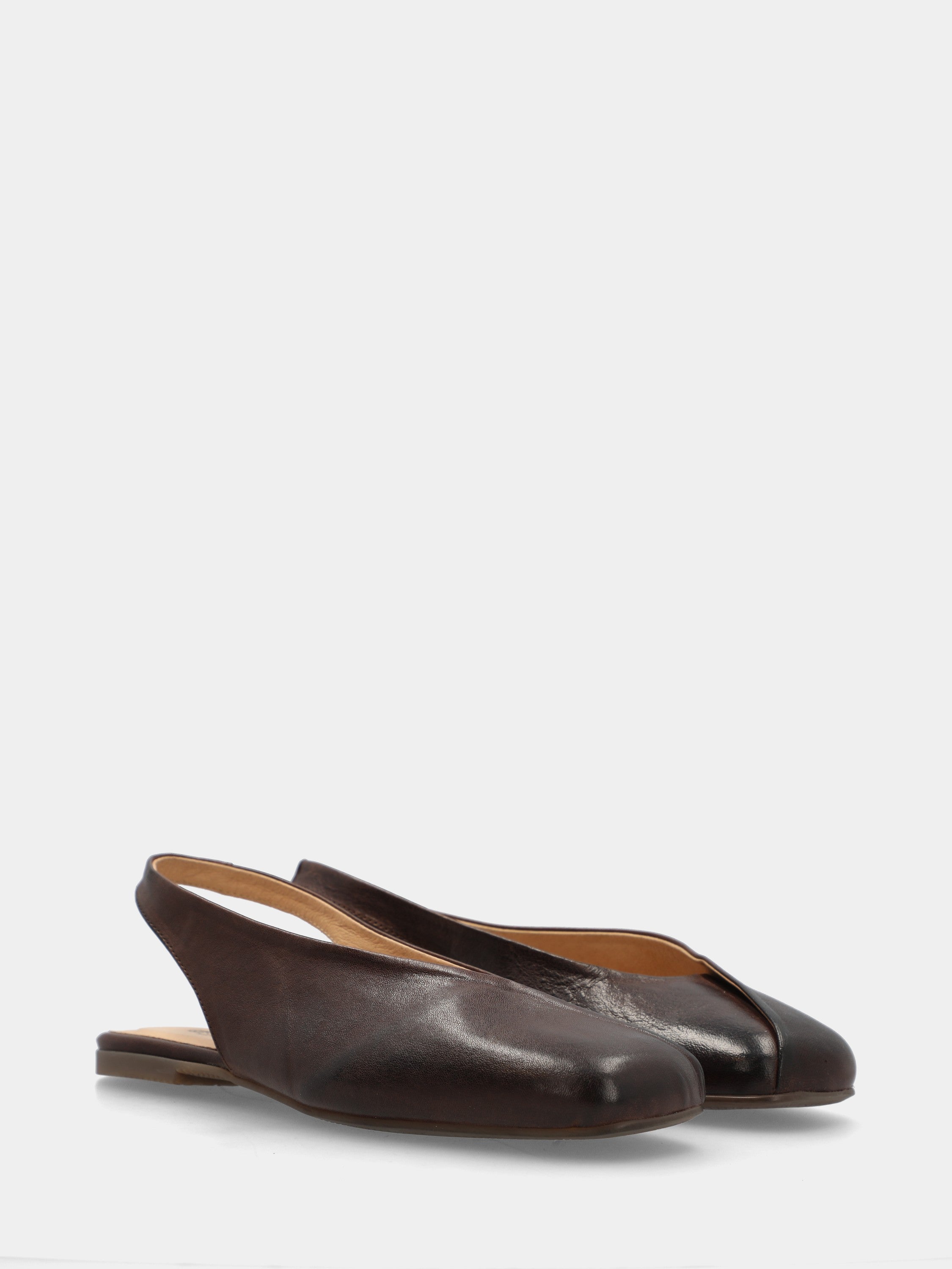Slingback en veau testa di moro avec bout carré arrondi