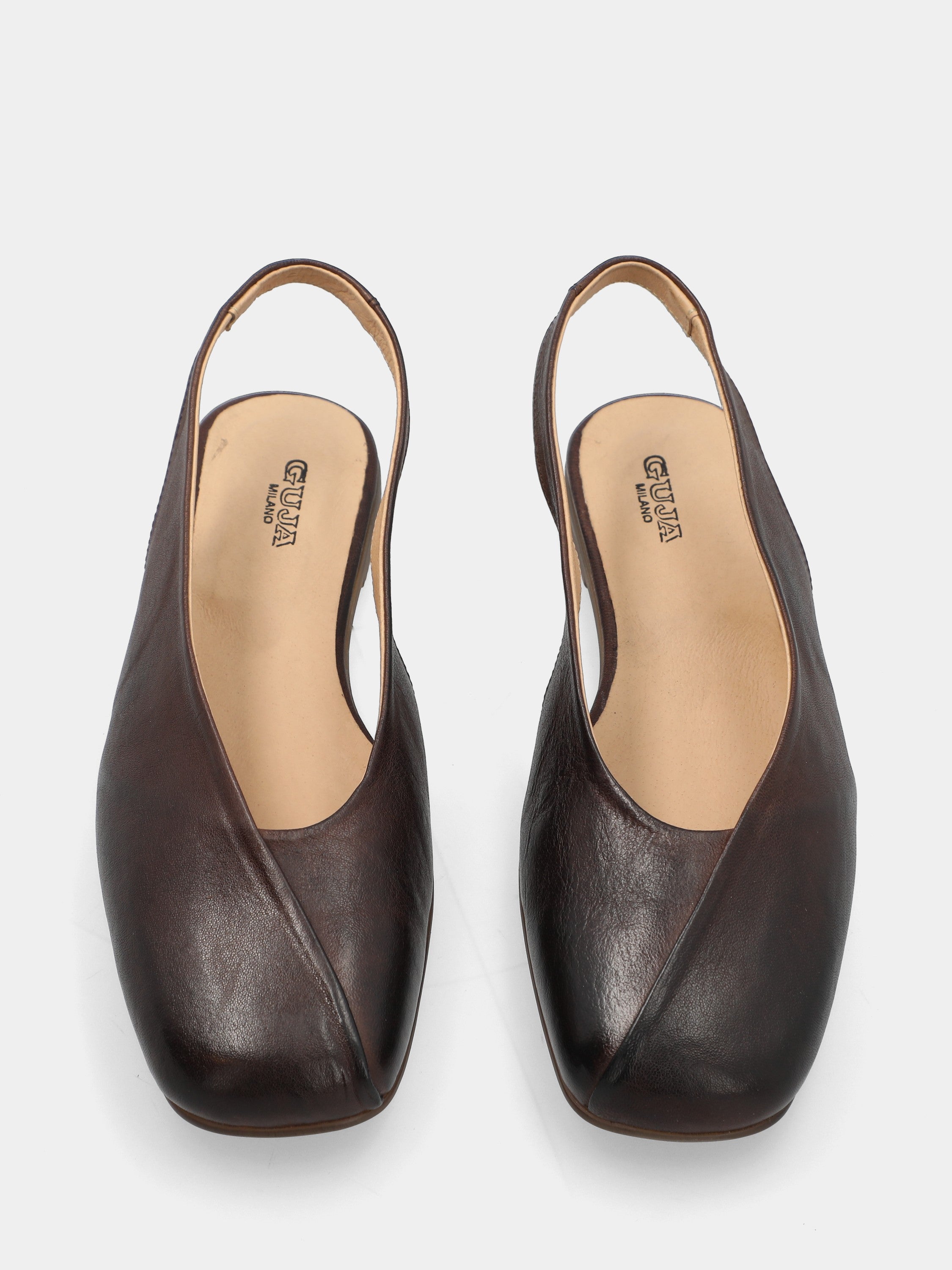 Slingback en veau testa di moro avec bout carré arrondi