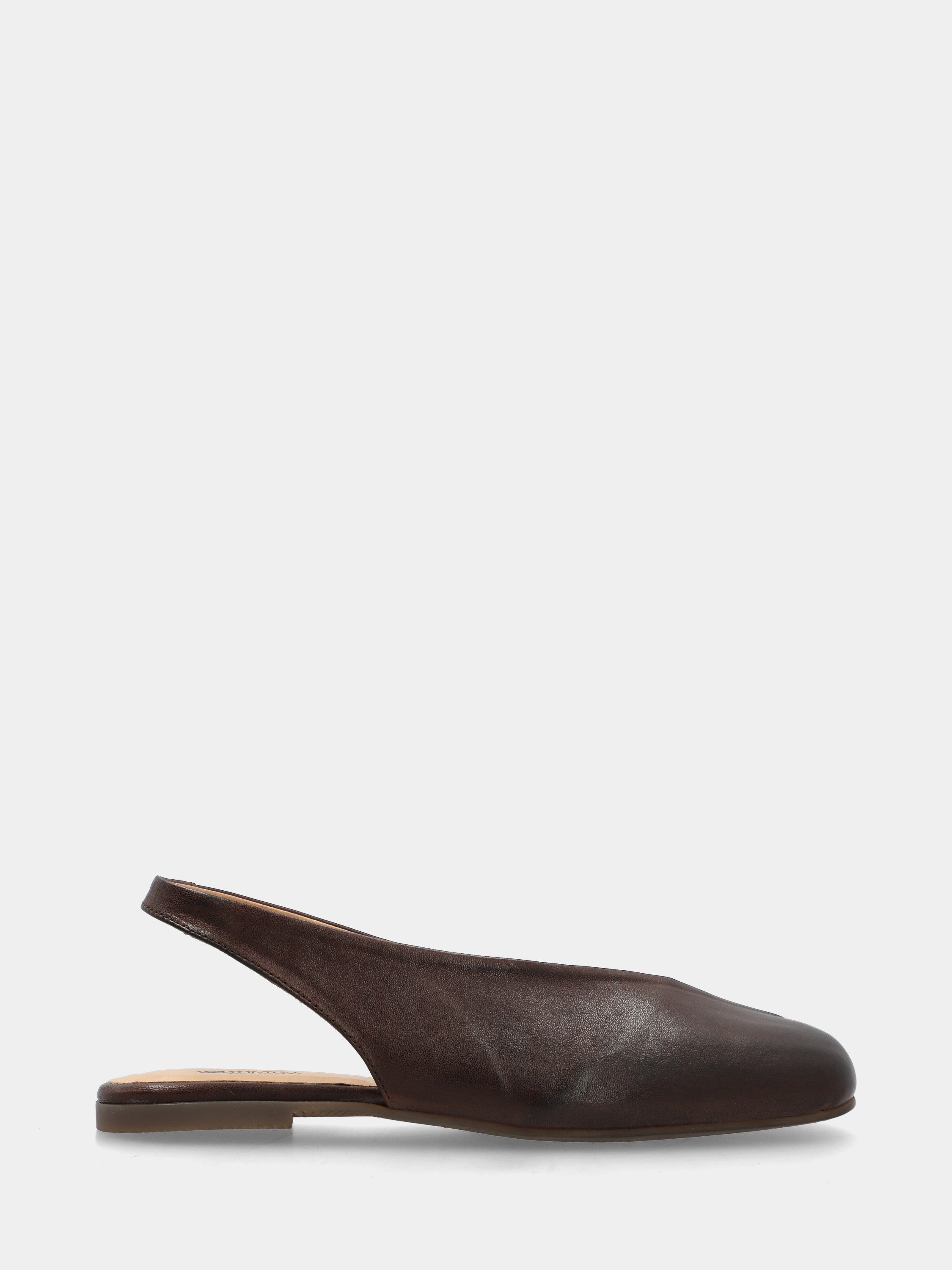 Slingback en veau testa di moro avec bout carré arrondi
