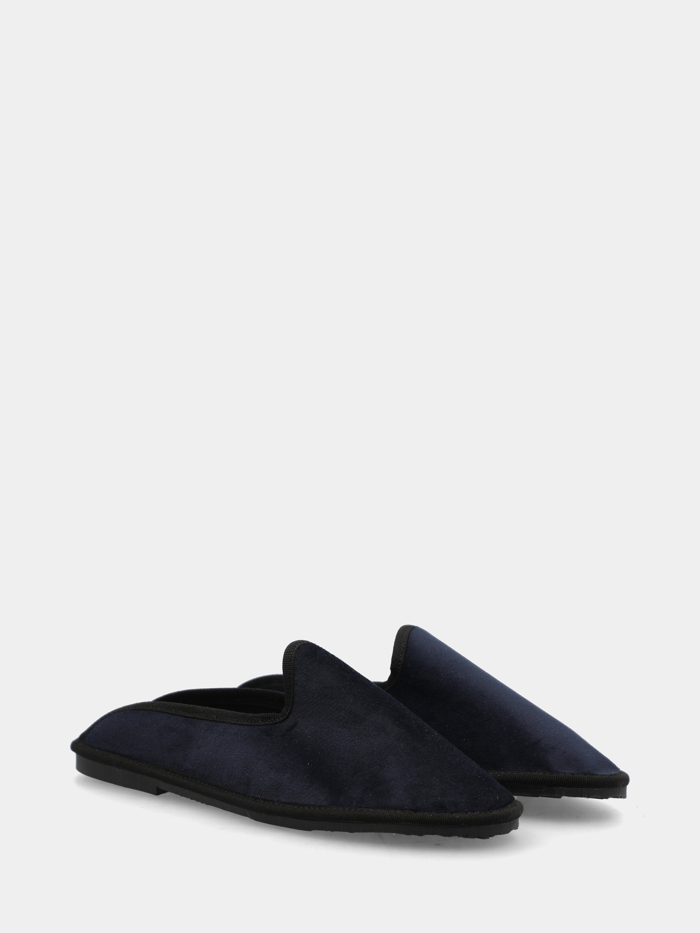 Friulana sabot in velluto blu con punta tonda