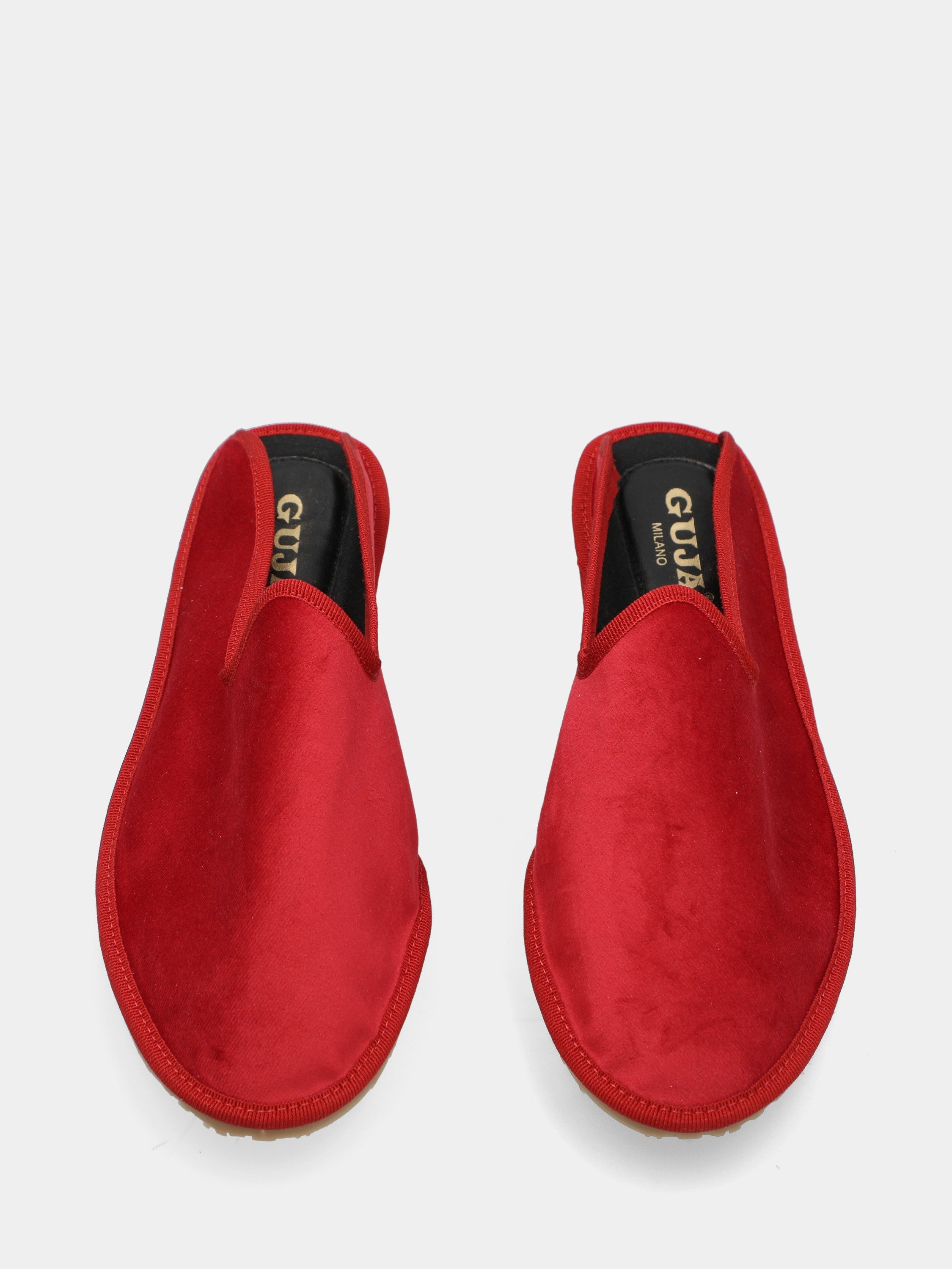 Friulana sabot in velluto rosso con punta tonda