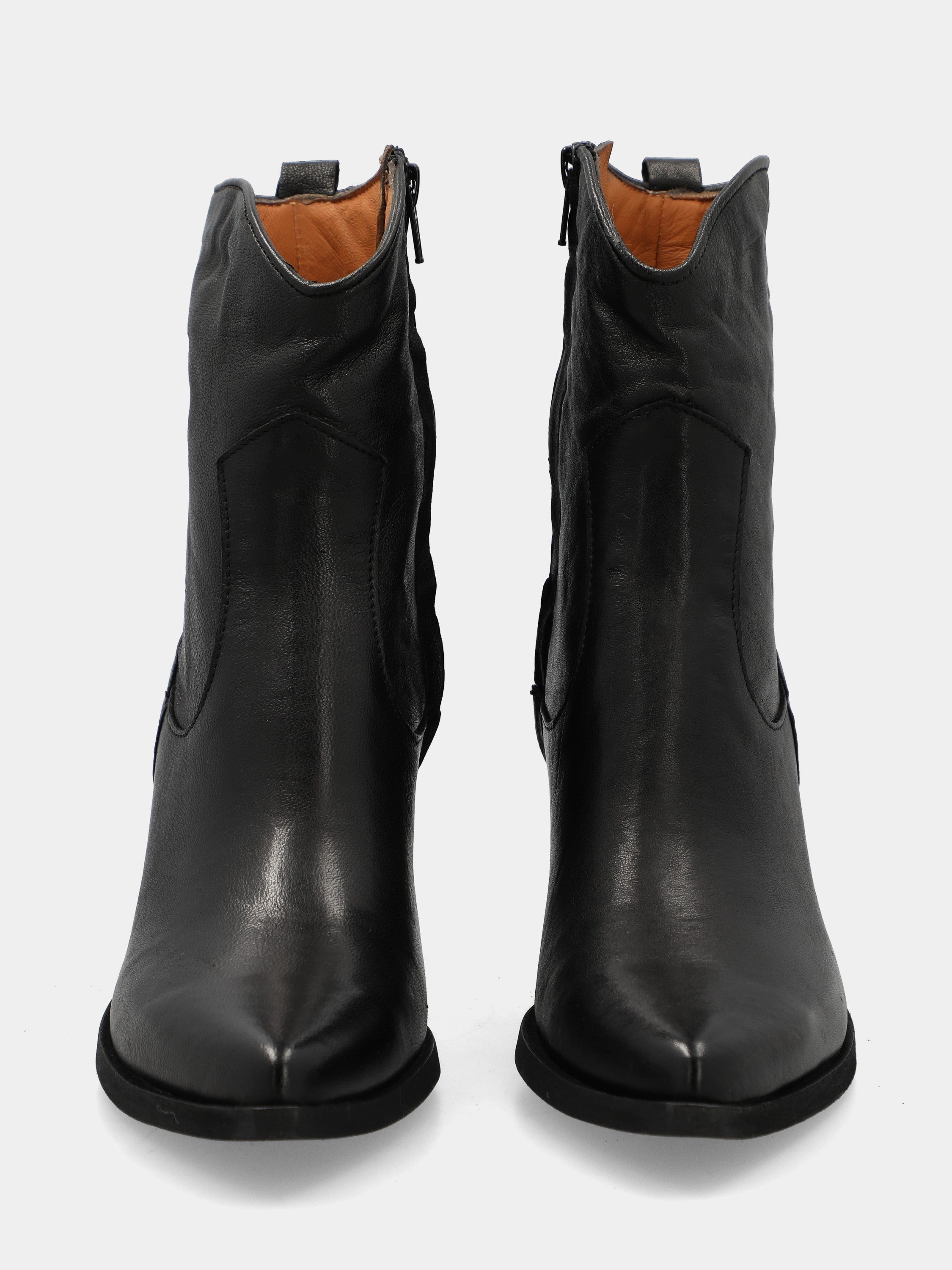 Western ankle boot in black calfskin with internal side zipper