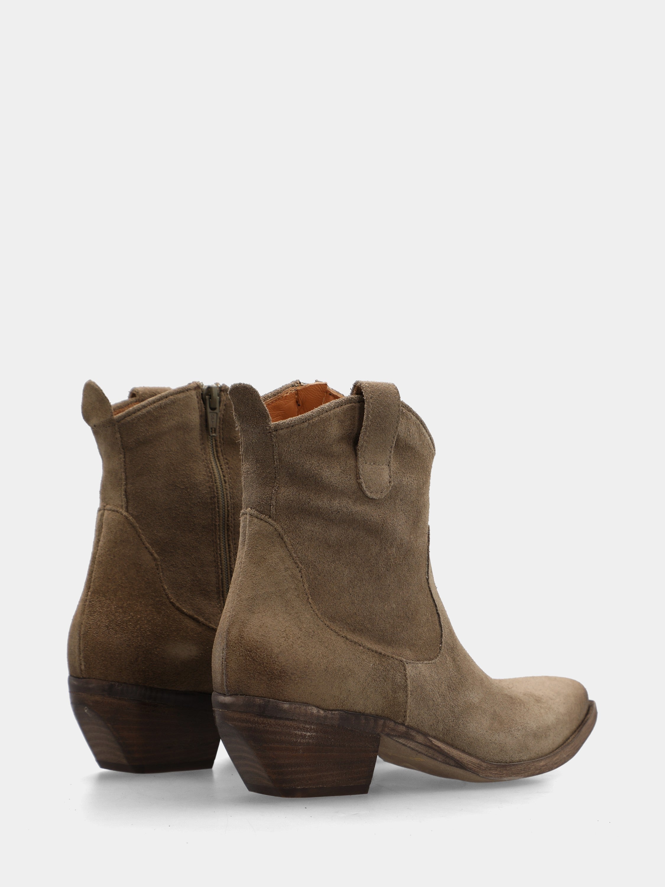 Camperos a stivaletto in velour taupe con punta sfilata