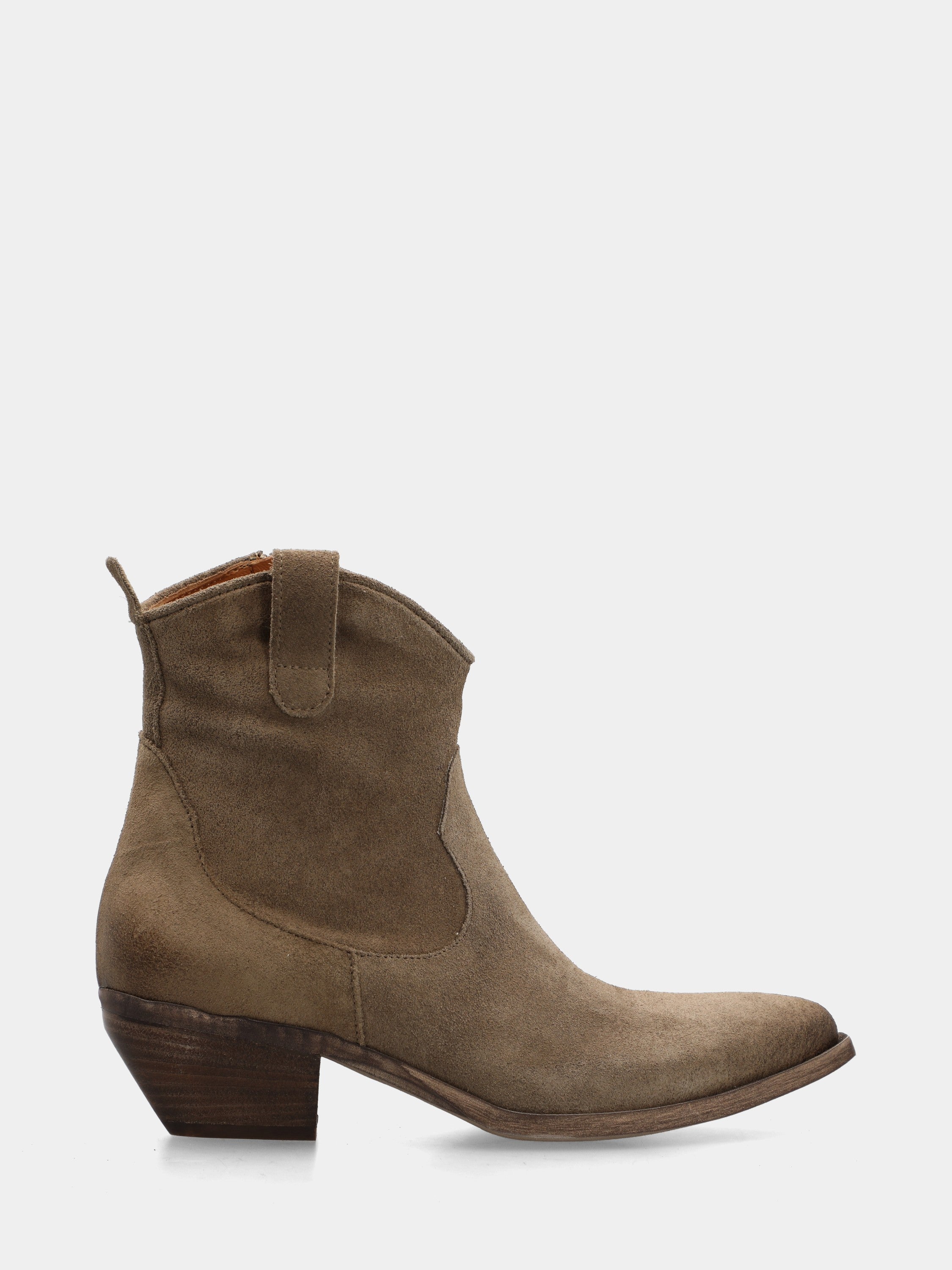 Camperos a stivaletto in velour taupe con punta sfilata