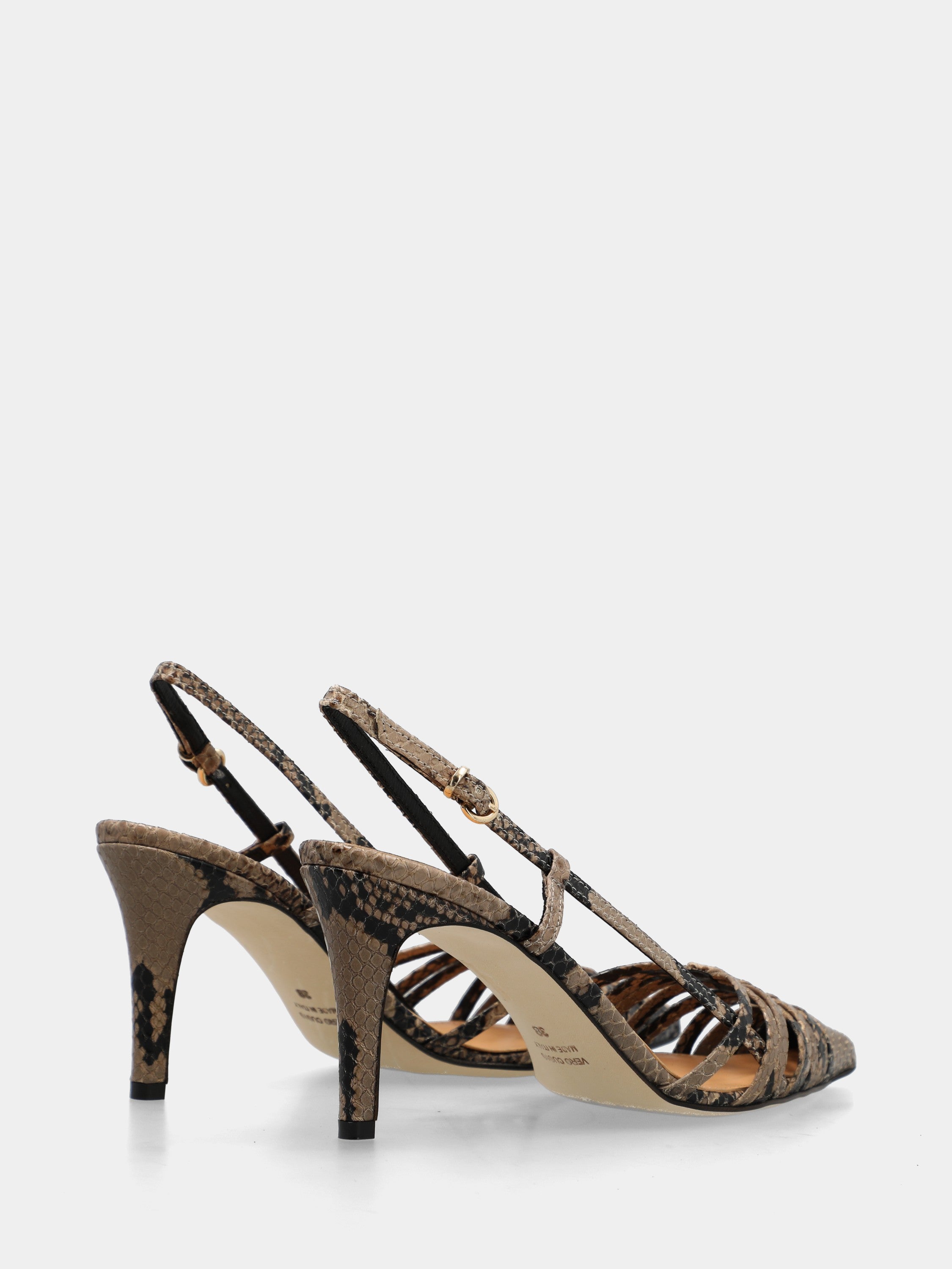 Slingback in stampa pitone sabbia con cinturini incrociati