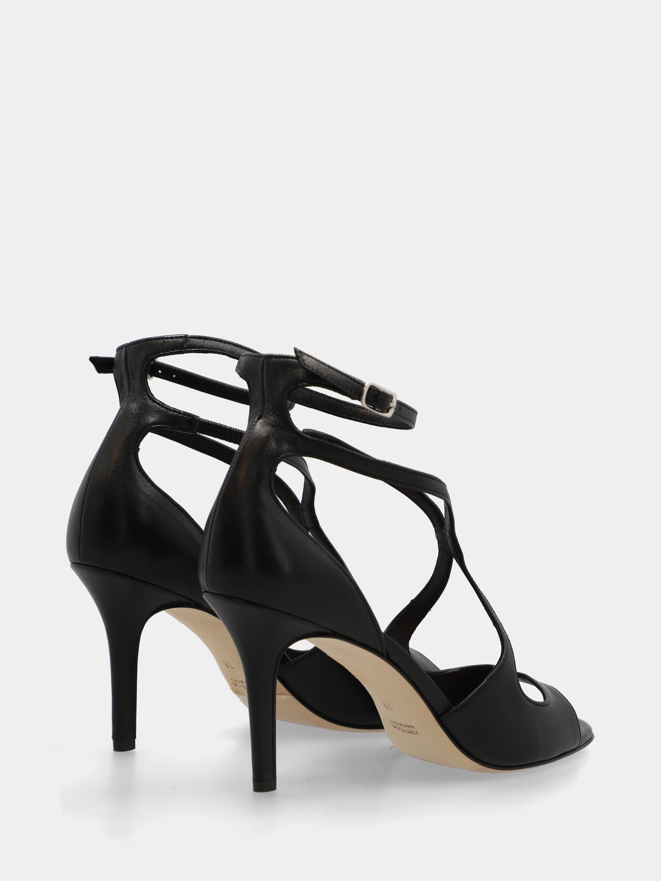 Slingback in nappa testa di moro con intreccio e punta sfilata