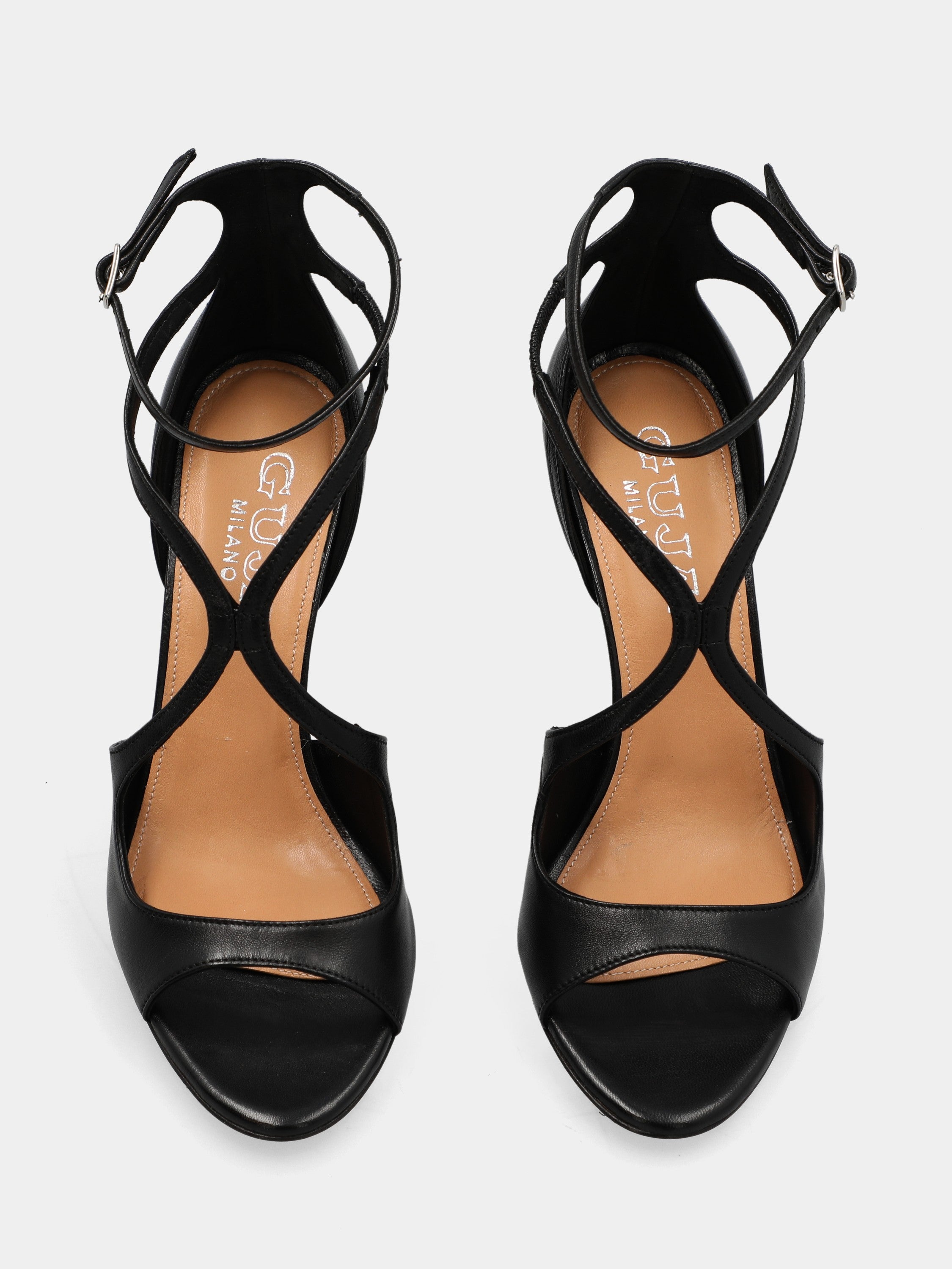 Slingback in nappa testa di moro con intreccio e punta sfilata
