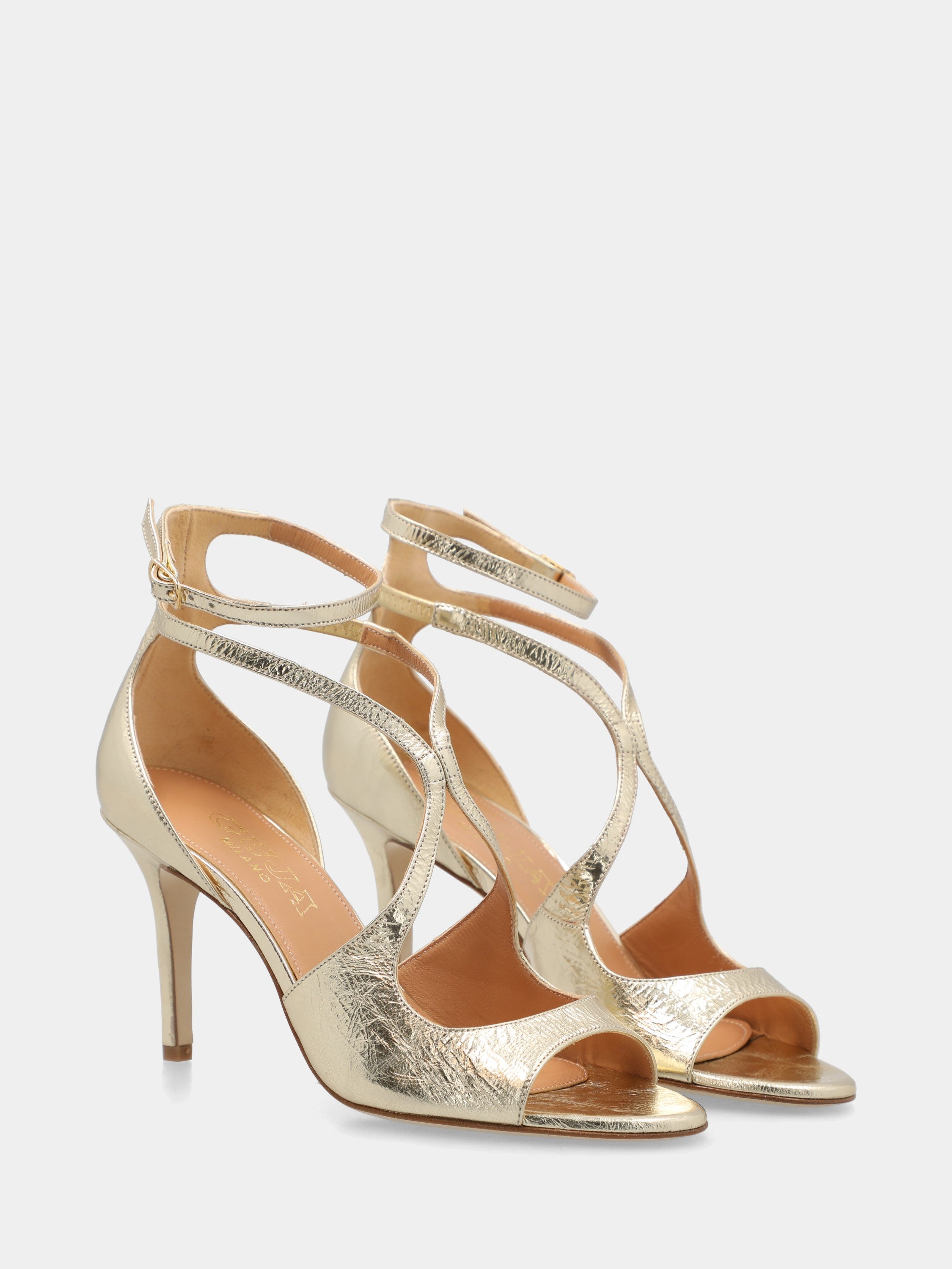Slingback in nappa testa di moro con intreccio e punta sfilata