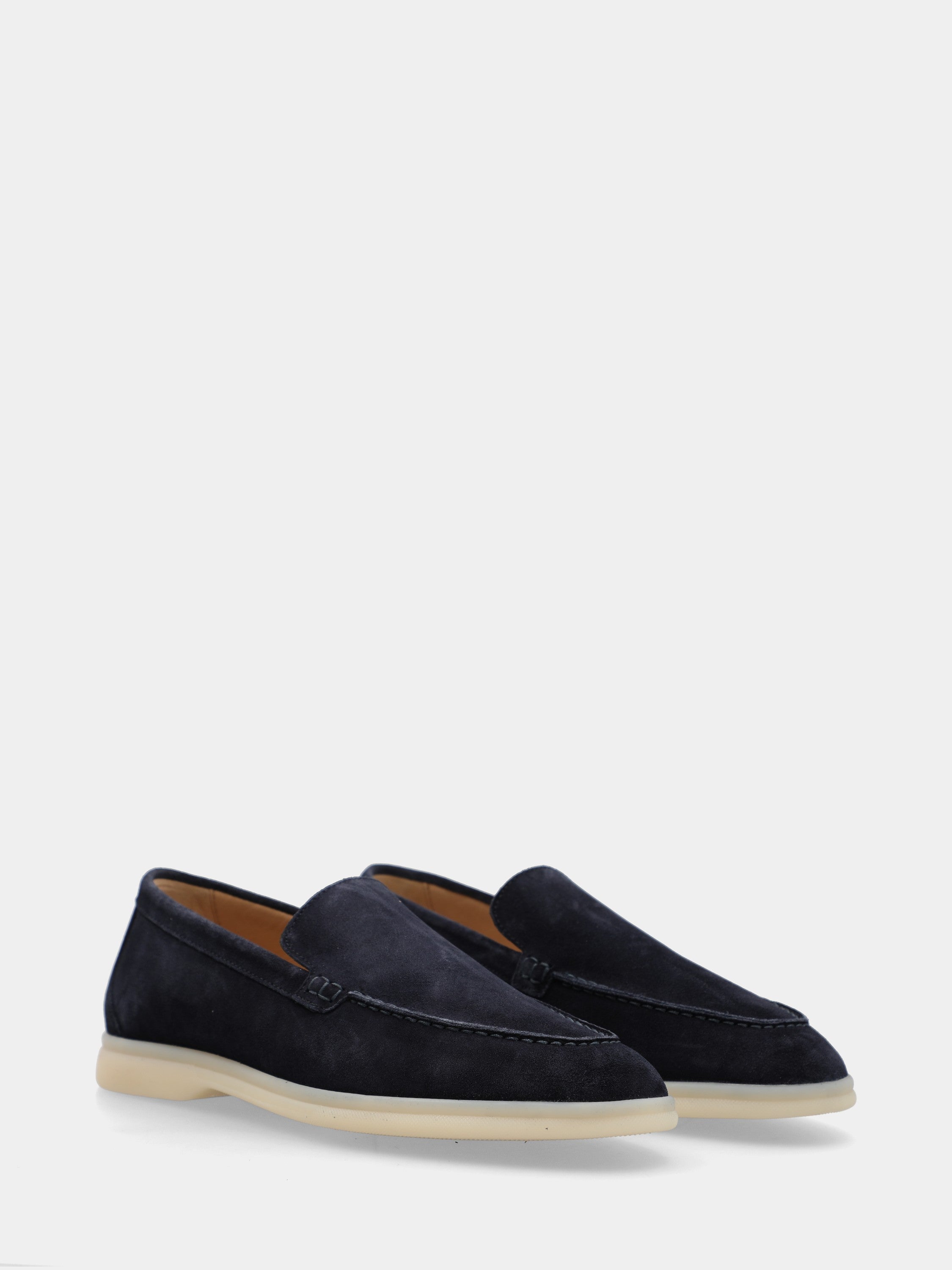 Mocassin en suède bleu avec semelle boîte