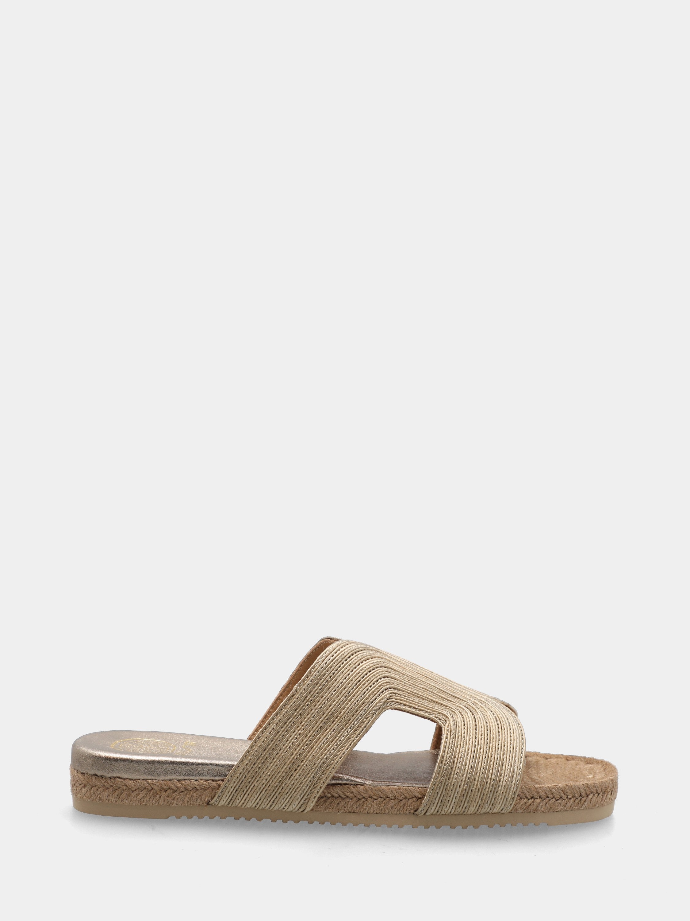 Ciabattina in raffia beige con plateau foderato corda