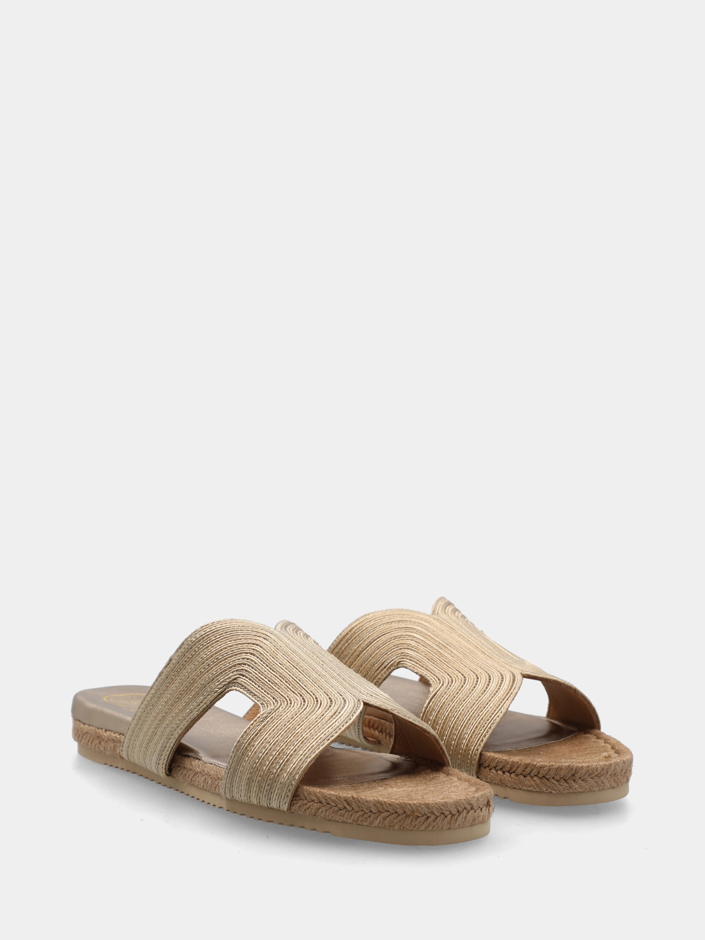 Ciabattina in raffia beige con plateau foderato corda
