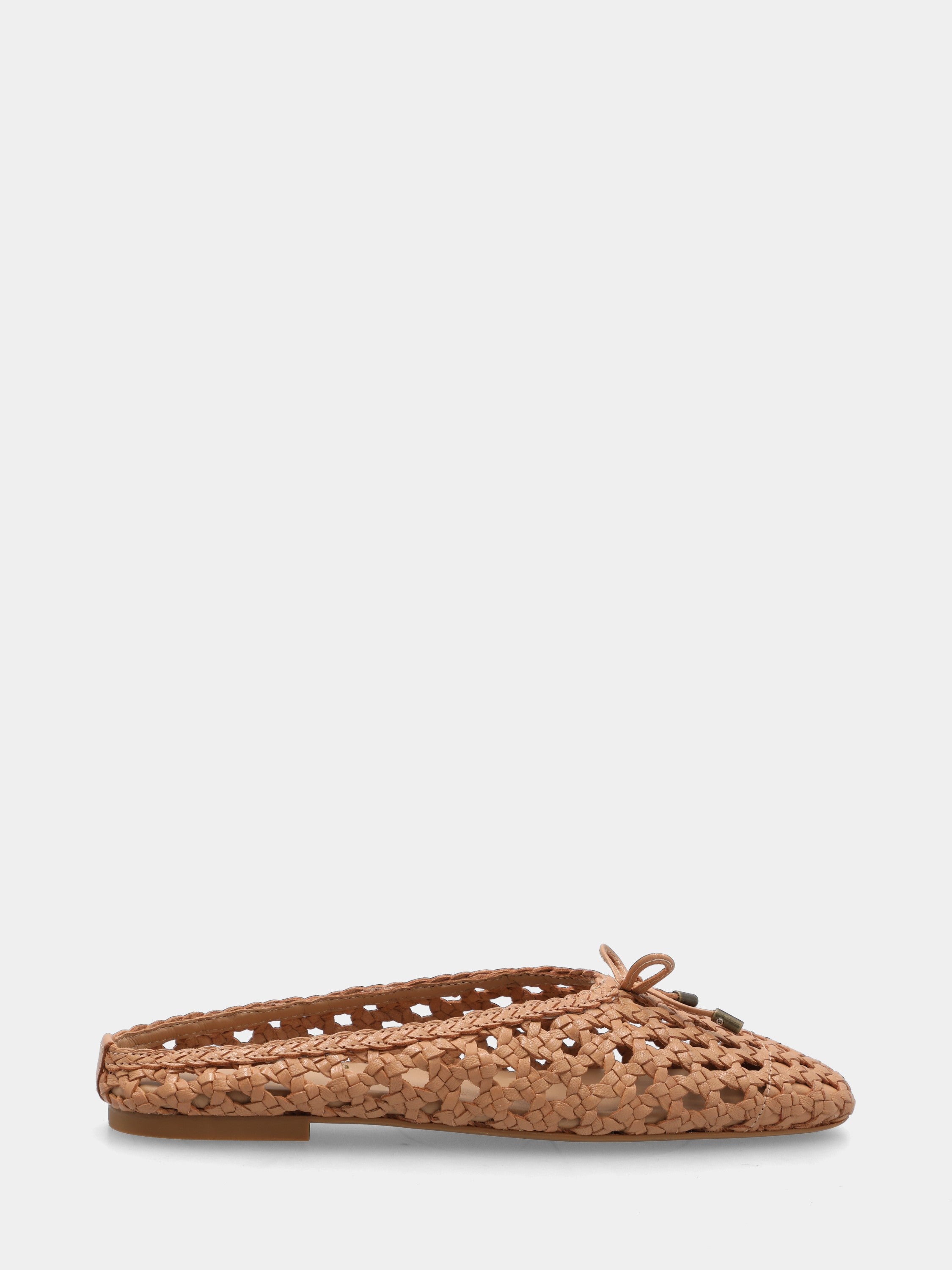 Sabot in nappa beige con fiocchetto sul collo