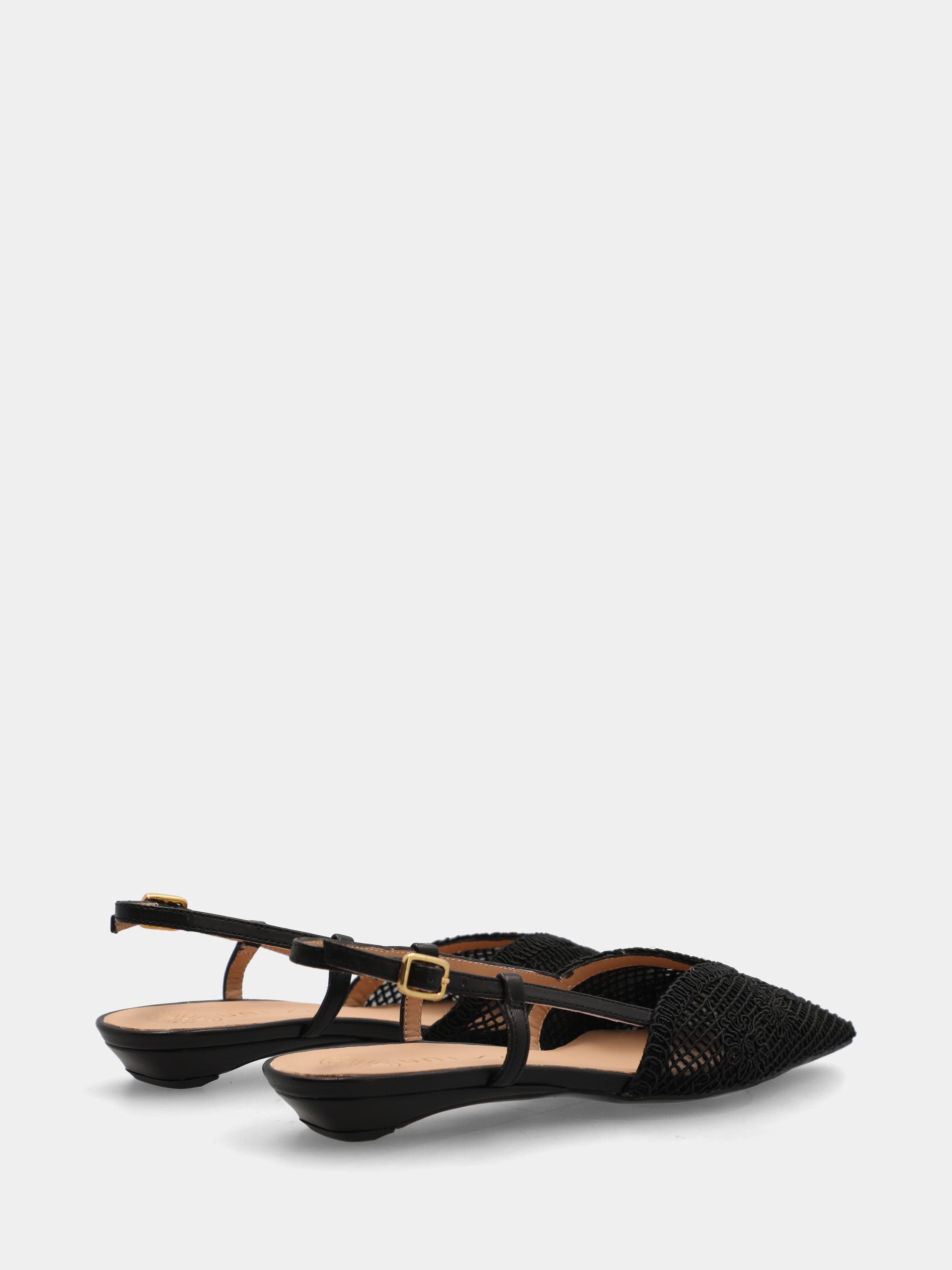 Slingback in tessuto nero con ricamo