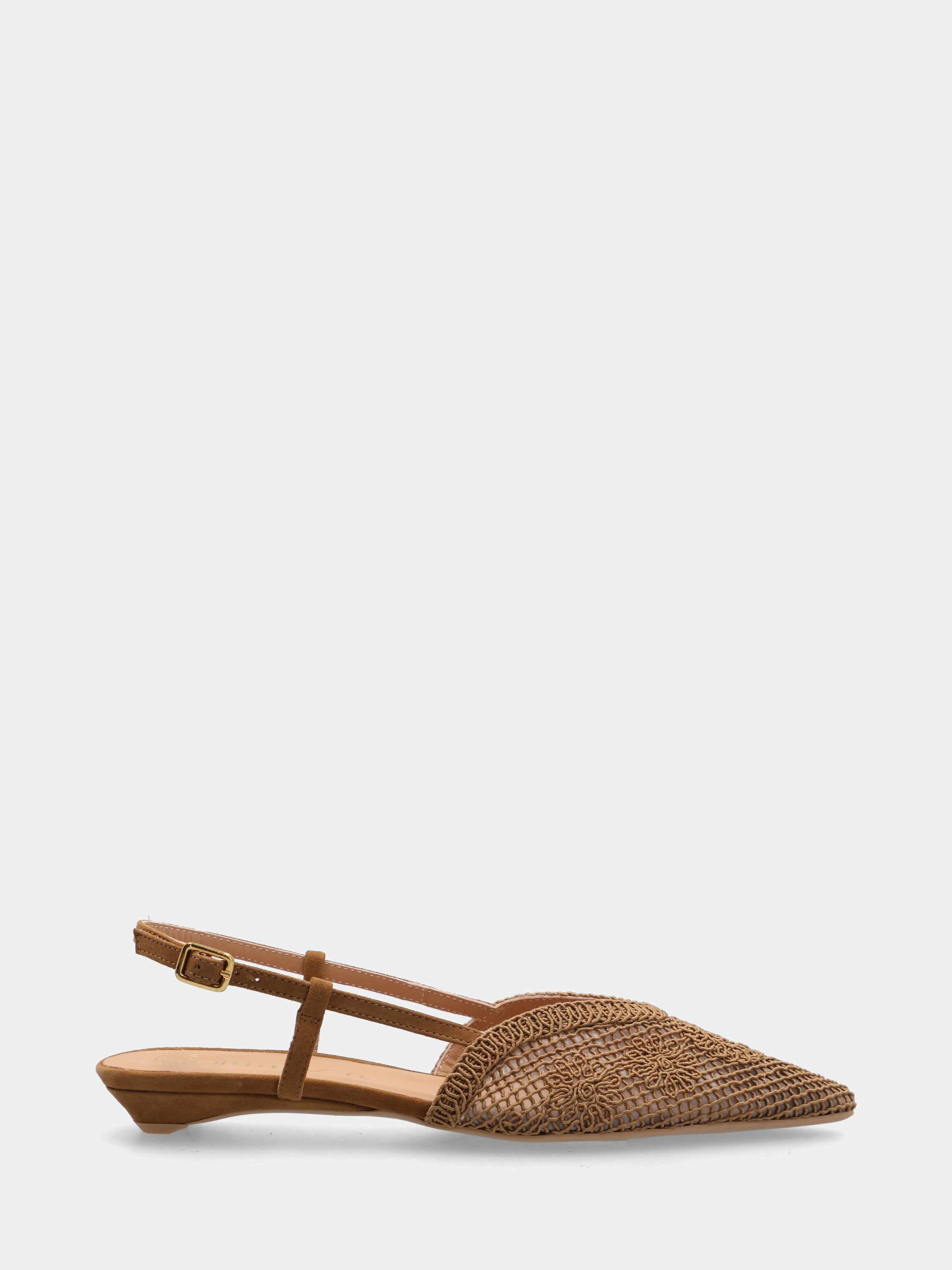 Slingback in tessuto avorio con ricamo