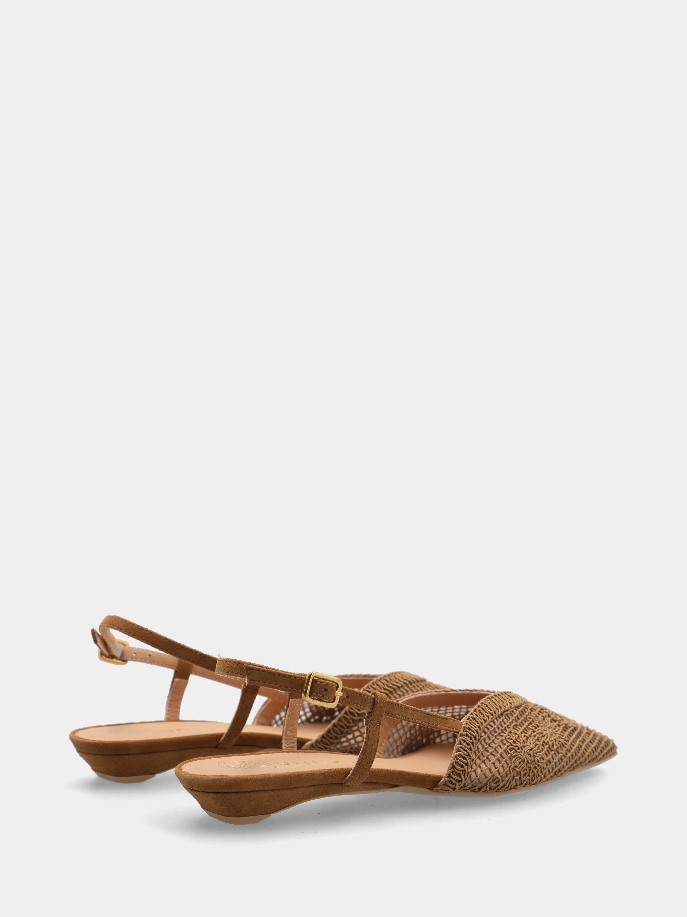 Slingback in tessuto avorio con ricamo