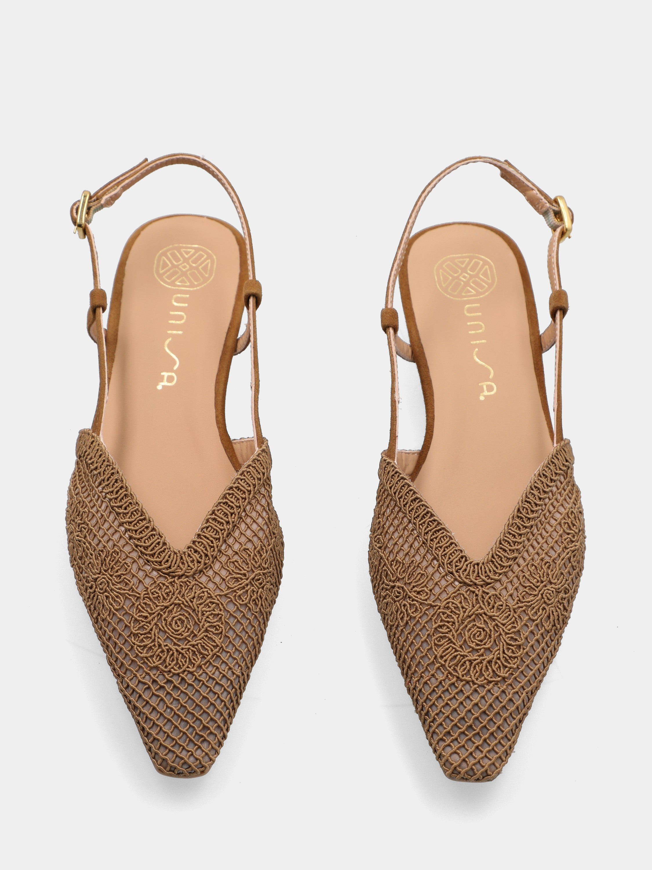 Slingback in tessuto avorio con ricamo