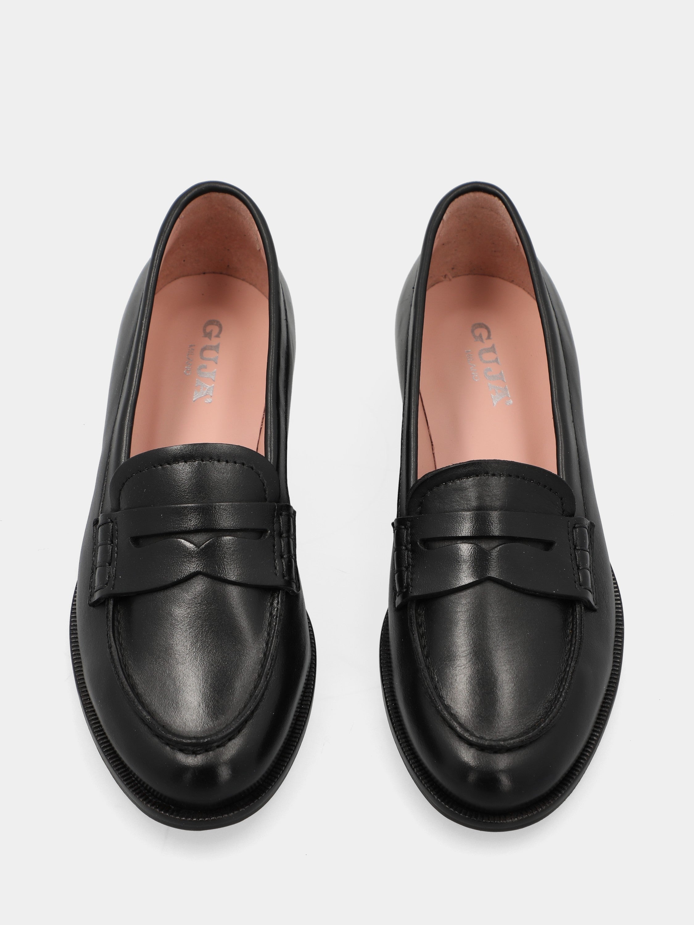 Mocassin en veau noir avec masque bouche de lion