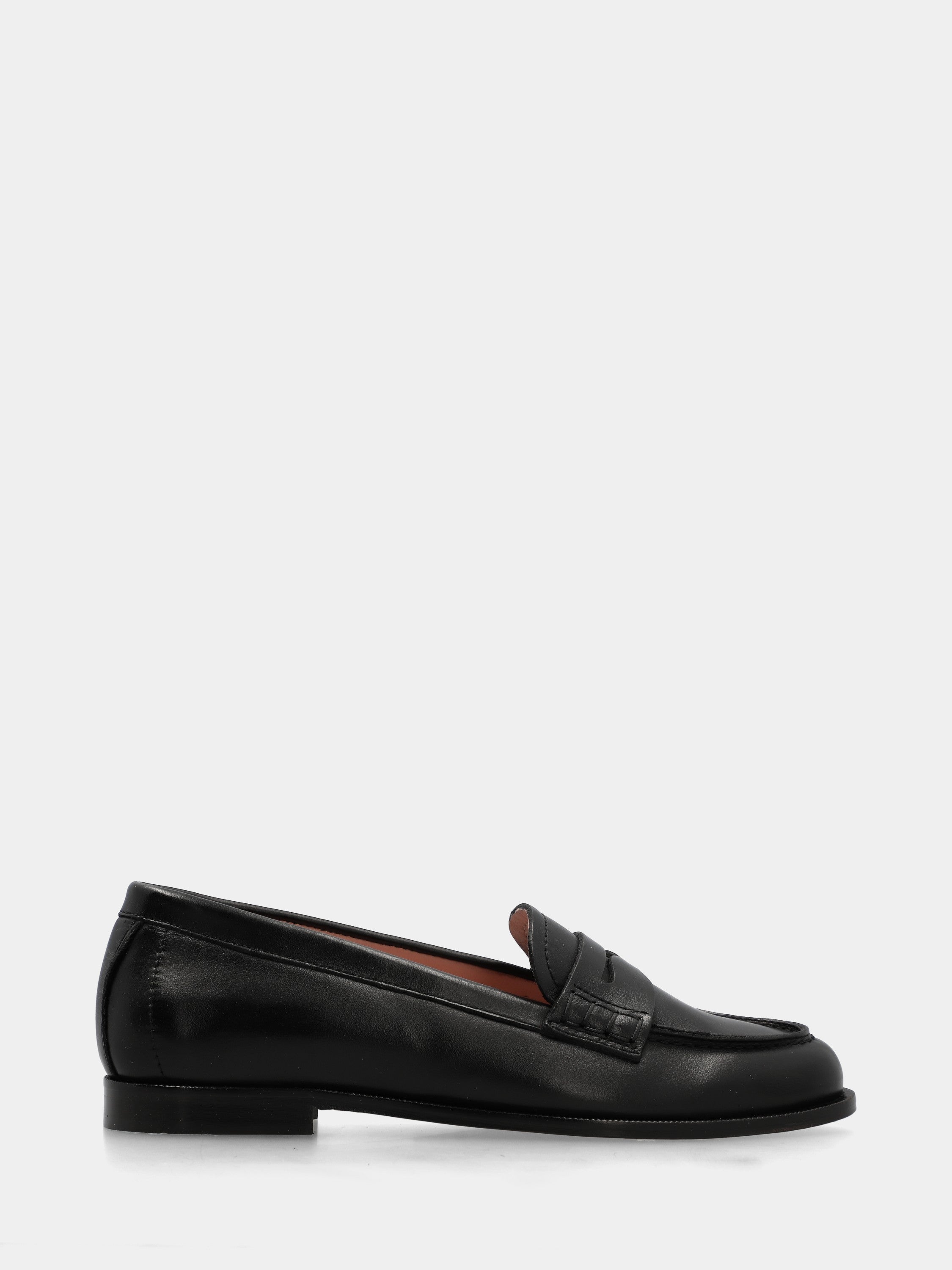 Mocassin en veau noir avec masque bouche de lion