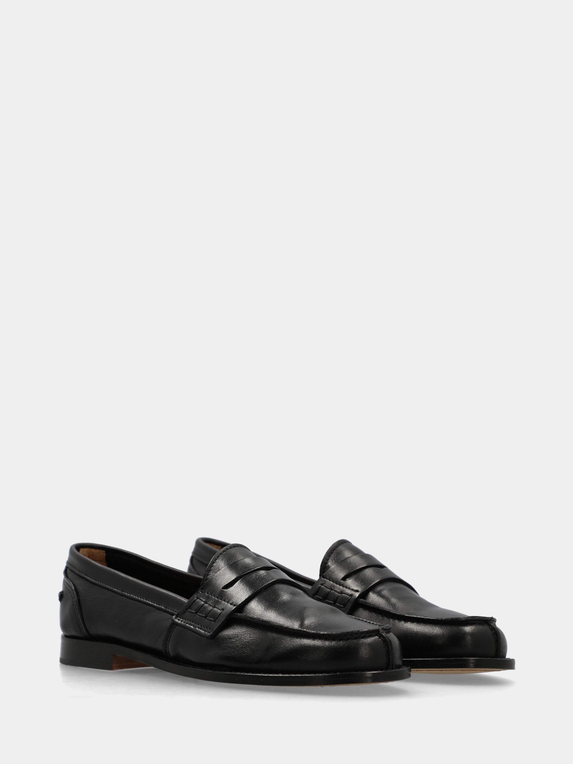 College moccasin in black buffed calf leather