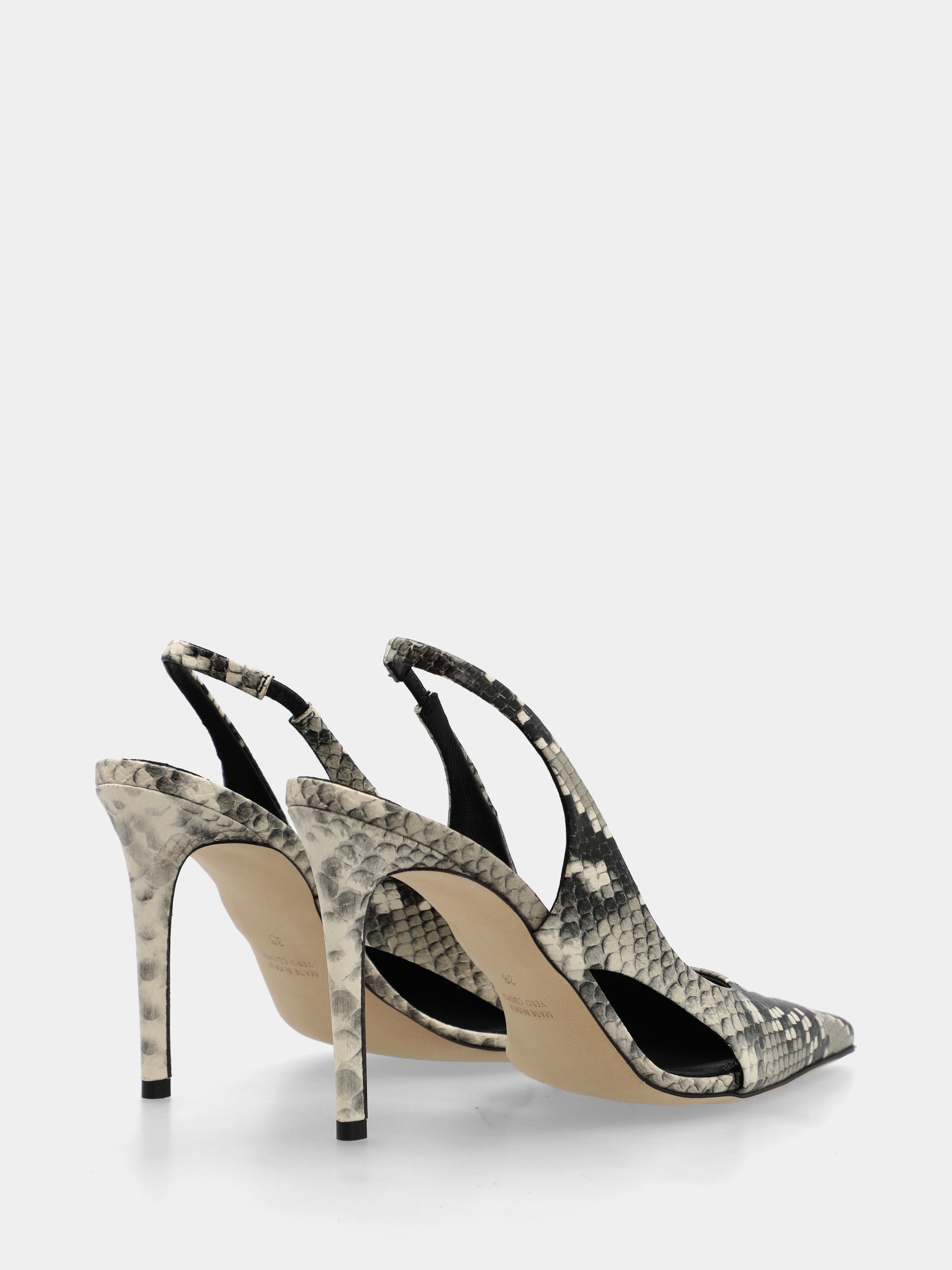 Slingback in vitello stampato pitone con tacco a stiletto