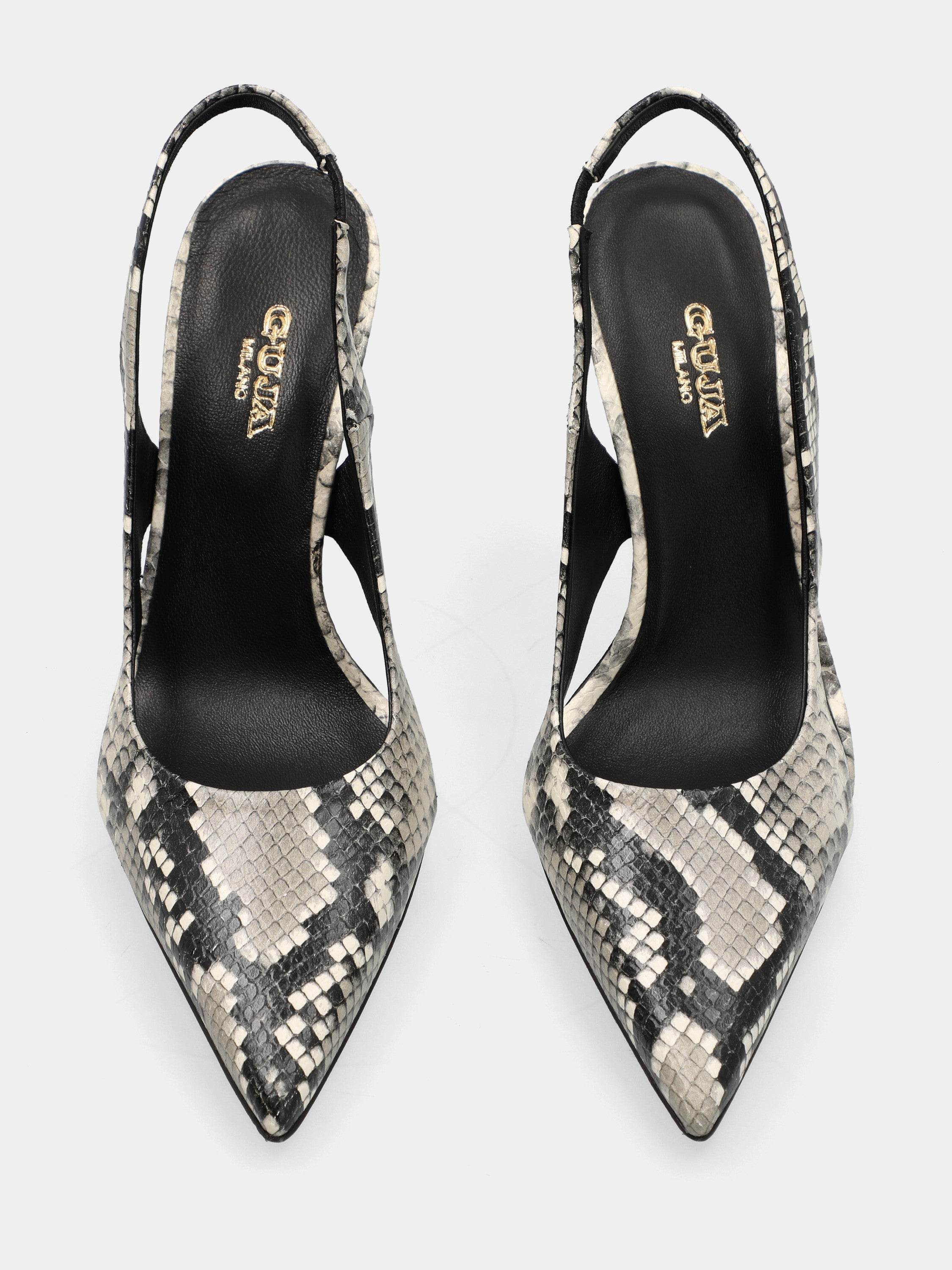 Slingback in vitello stampato pitone con tacco a stiletto