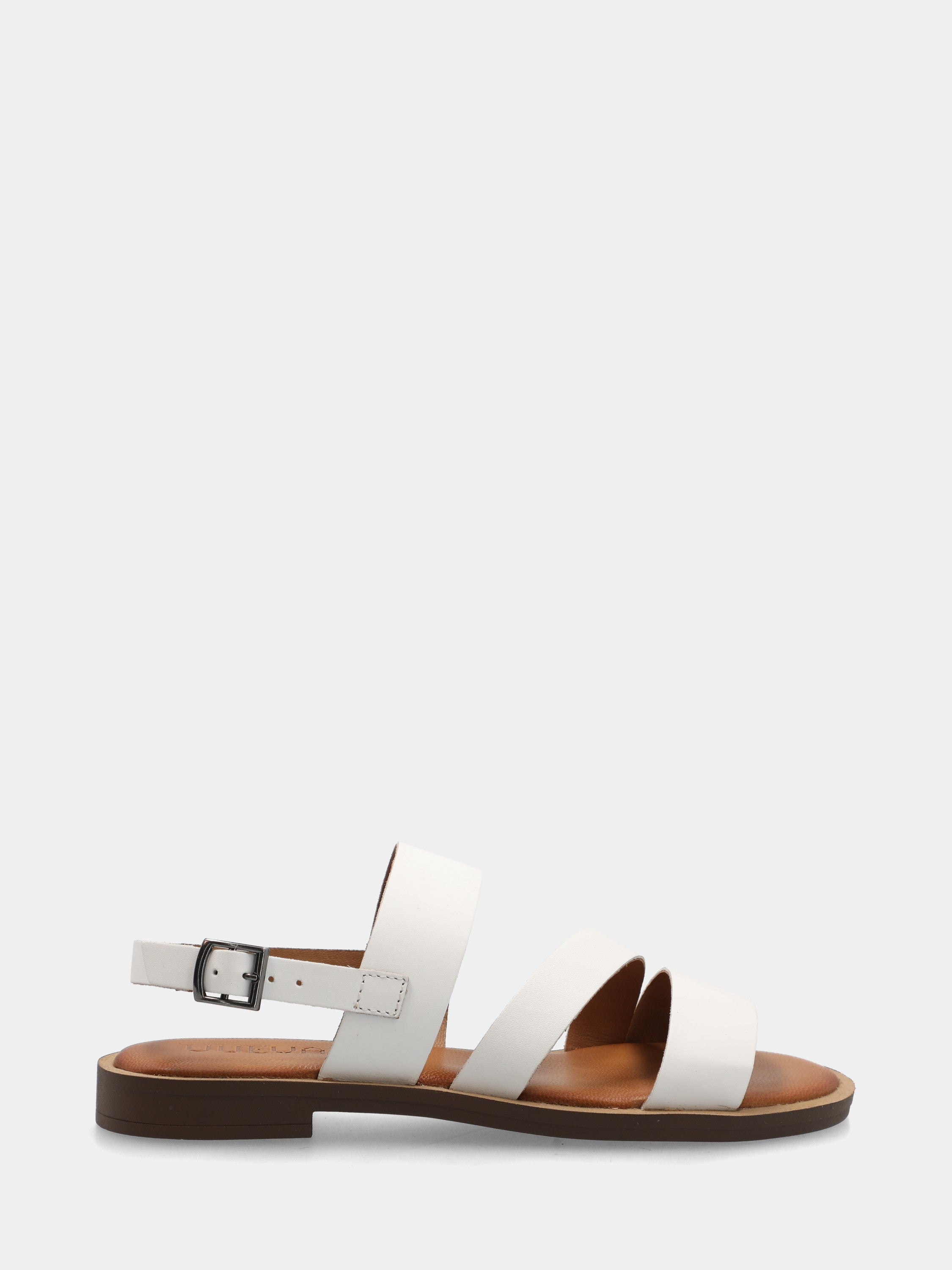 Sandalo in nappa bianca con tre fascette