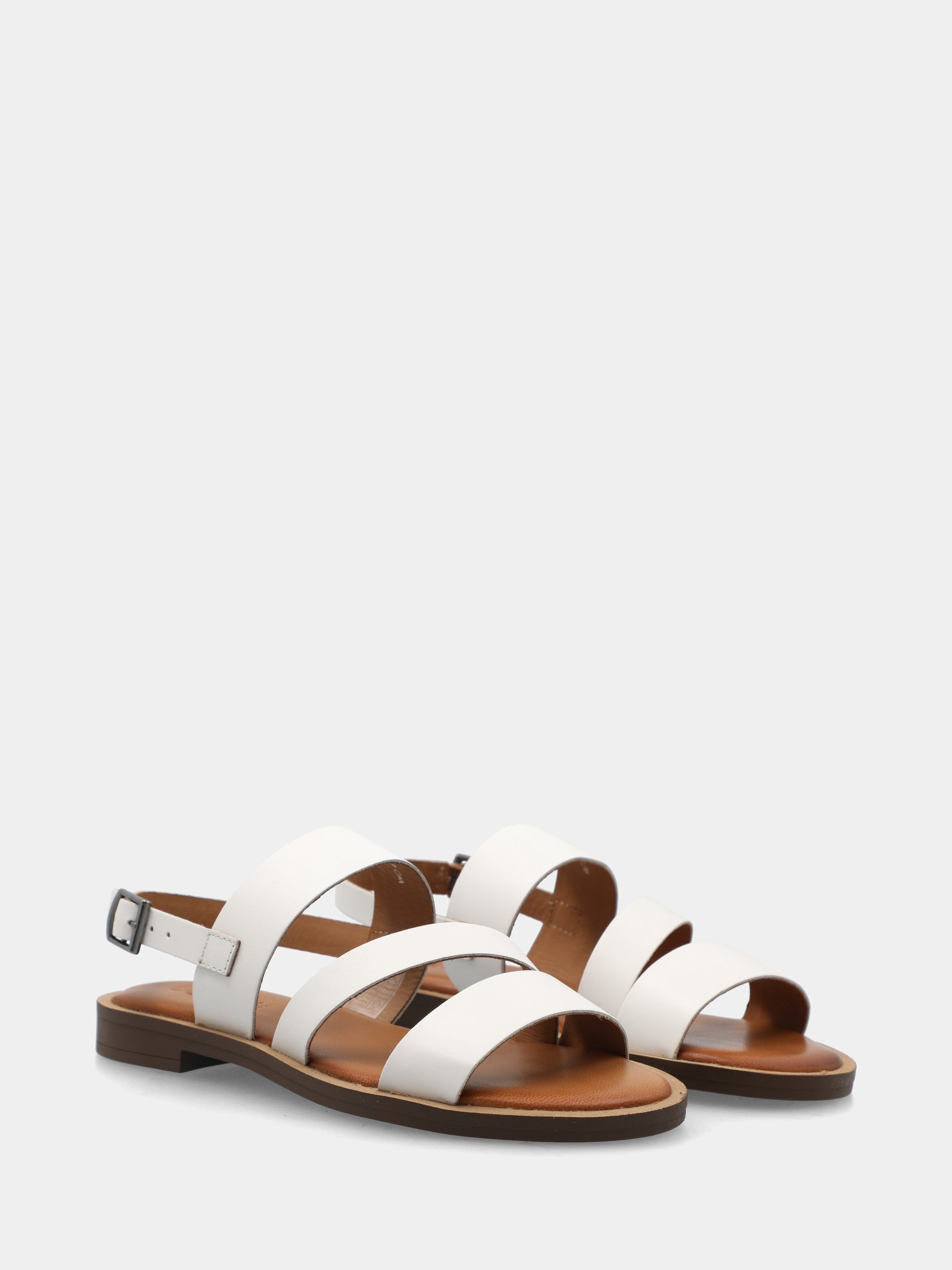 Sandalo in nappa bianca con tre fascette