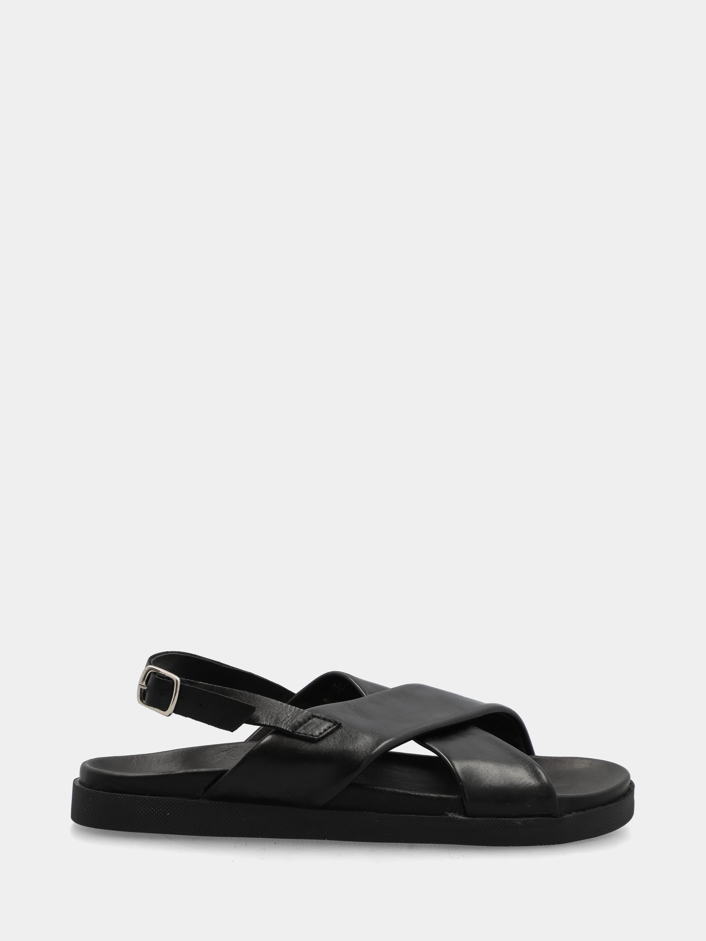 Sandalo in nappa nero con fasce incrociate